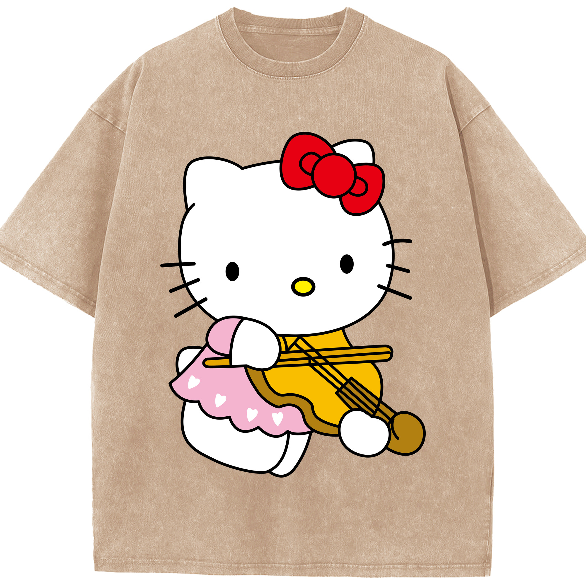 （画像用） Hello Kitty ハローキティ 綿100% ヴィンテージ風 半袖Tシャツ（フロントプリント）