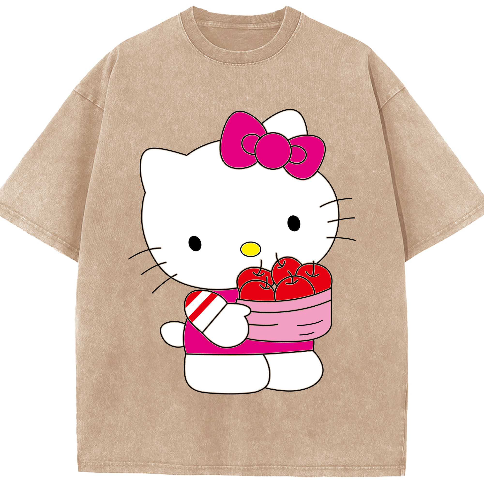 （画像用） Hello Kitty ハローキティ 綿100% ヴィンテージ風 半袖Tシャツ（フロントプリント）