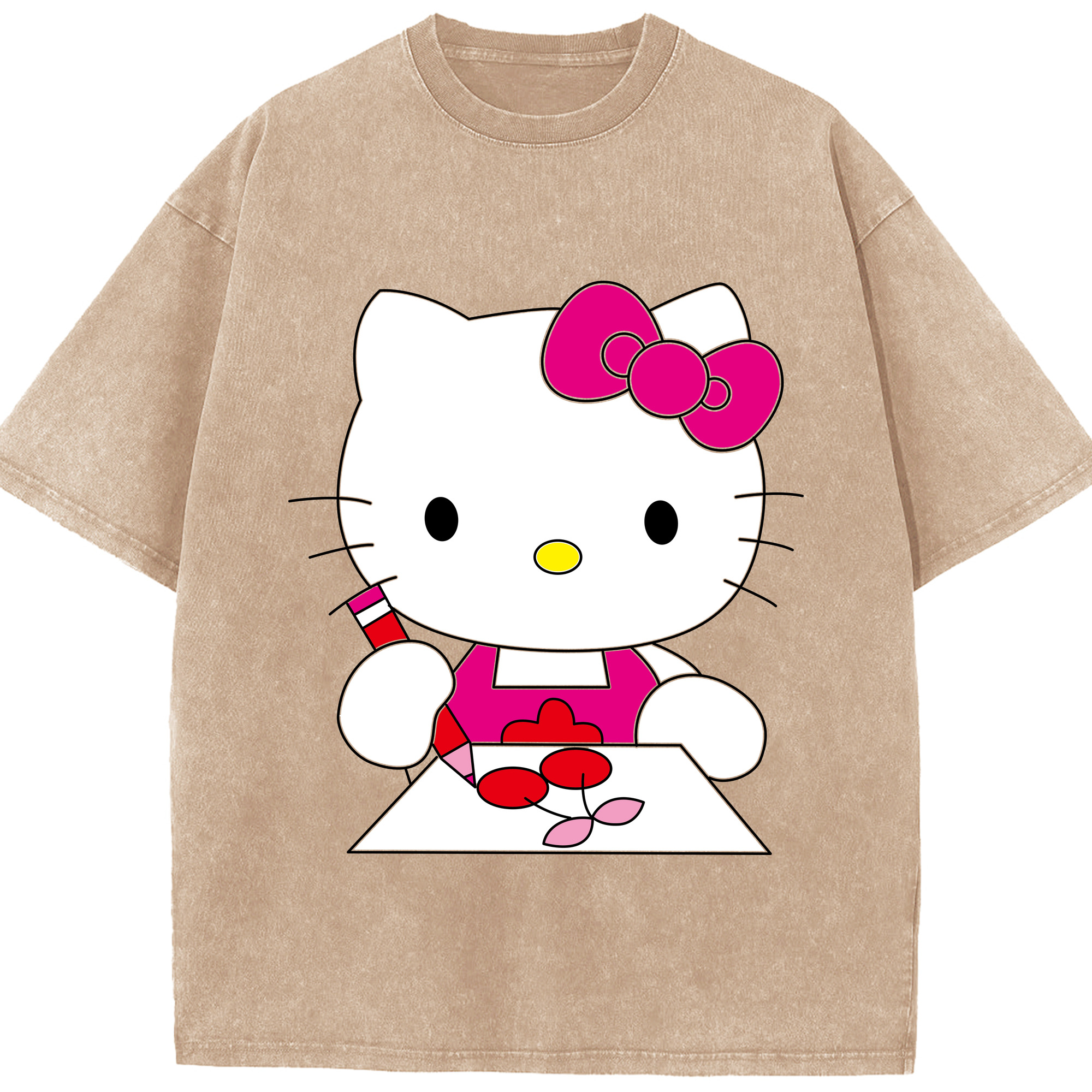 （画像用） Hello Kitty ハローキティ 綿100% ヴィンテージ風 半袖Tシャツ（フロントプリント）