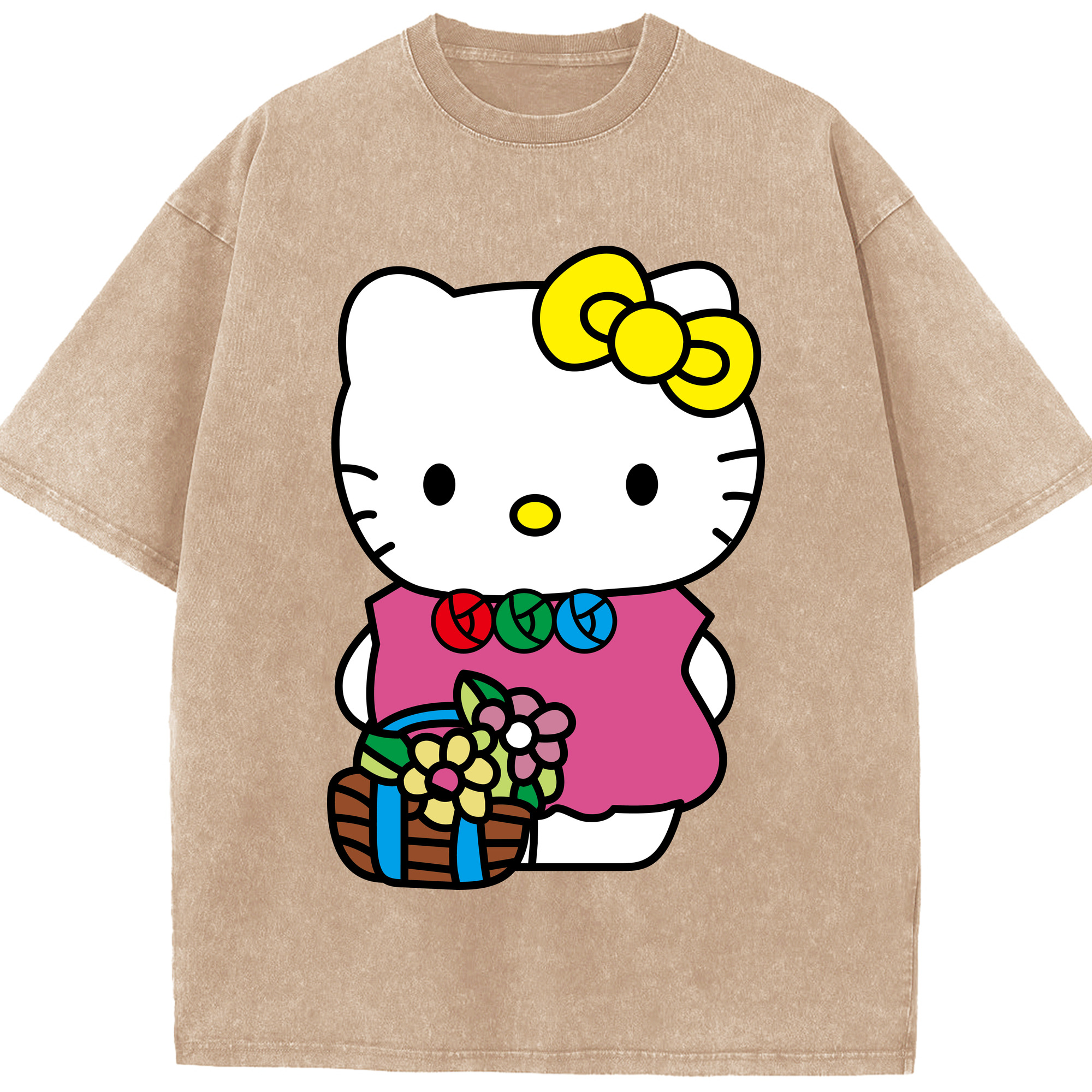 （画像用） Hello Kitty ハローキティ 綿100% ヴィンテージ風 半袖Tシャツ（フロントプリント）