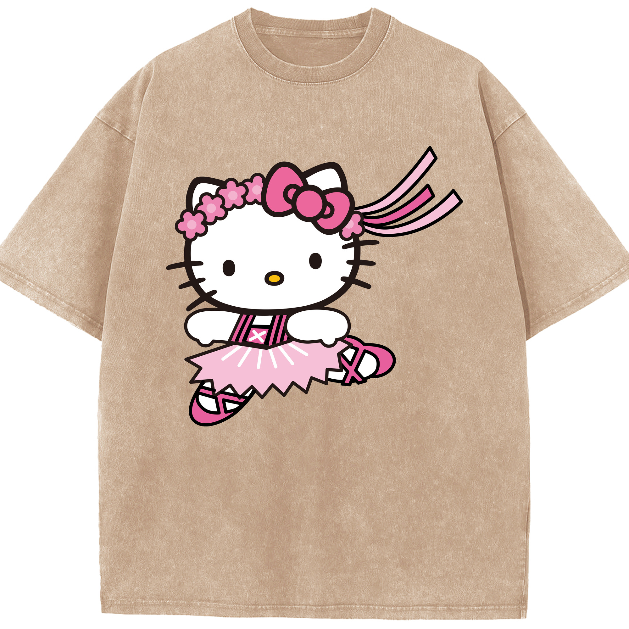 （画像用） Hello Kitty ハローキティ 綿100% ヴィンテージ風 半袖Tシャツ（フロントプリント）