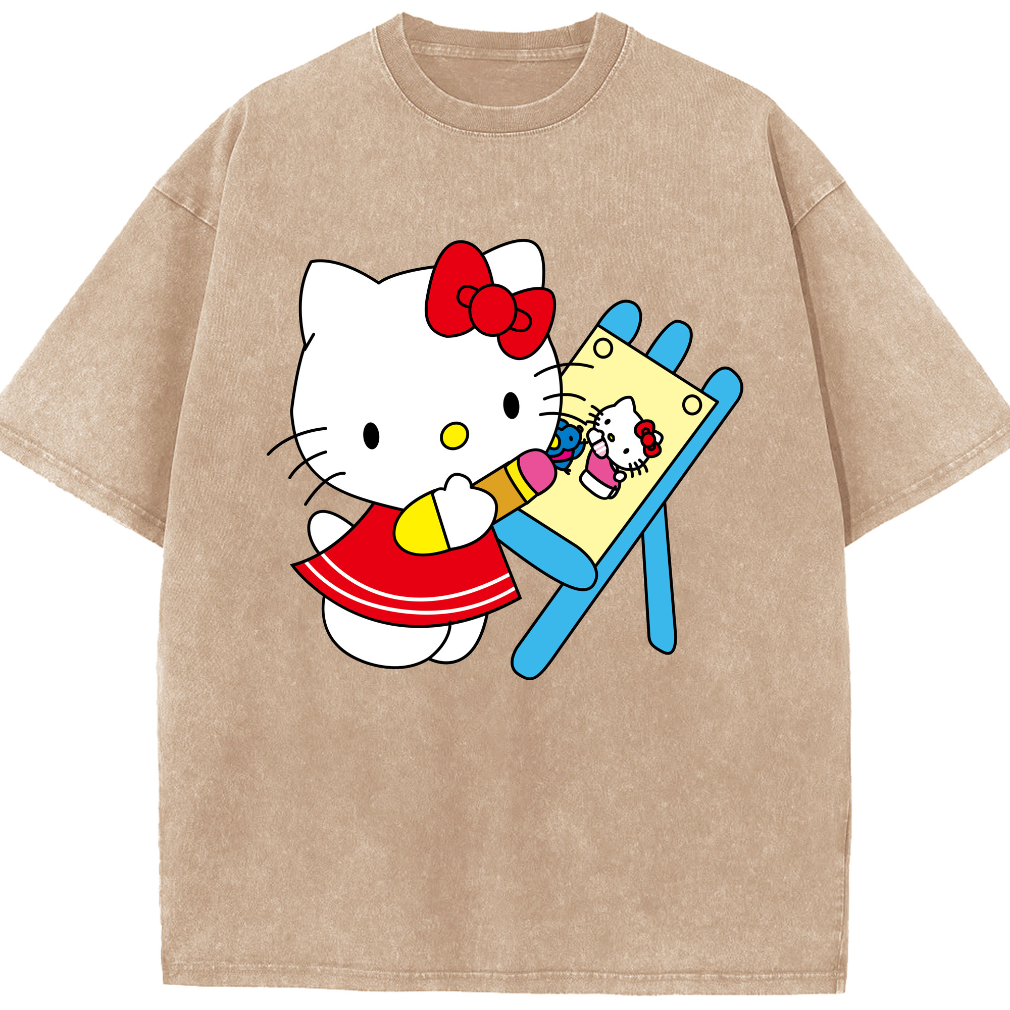 （画像用） Hello Kitty ハローキティ 綿100% ヴィンテージ風 半袖Tシャツ（フロントプリント）
