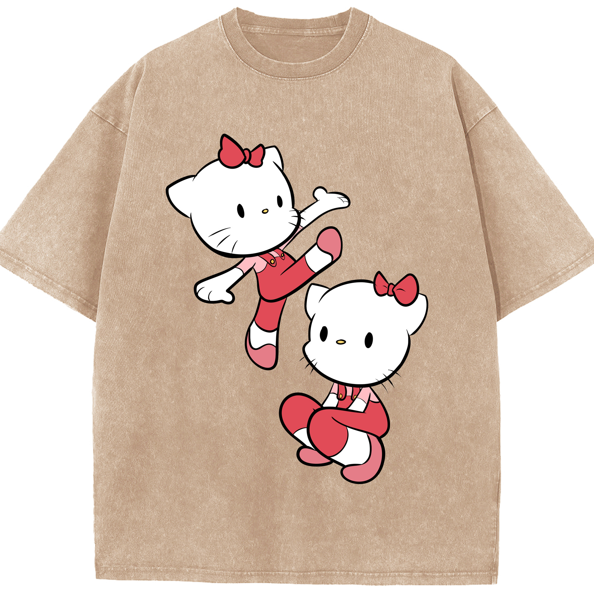 （画像用） Hello Kitty ハローキティ 綿100% ヴィンテージ風 半袖Tシャツ（フロントプリント）