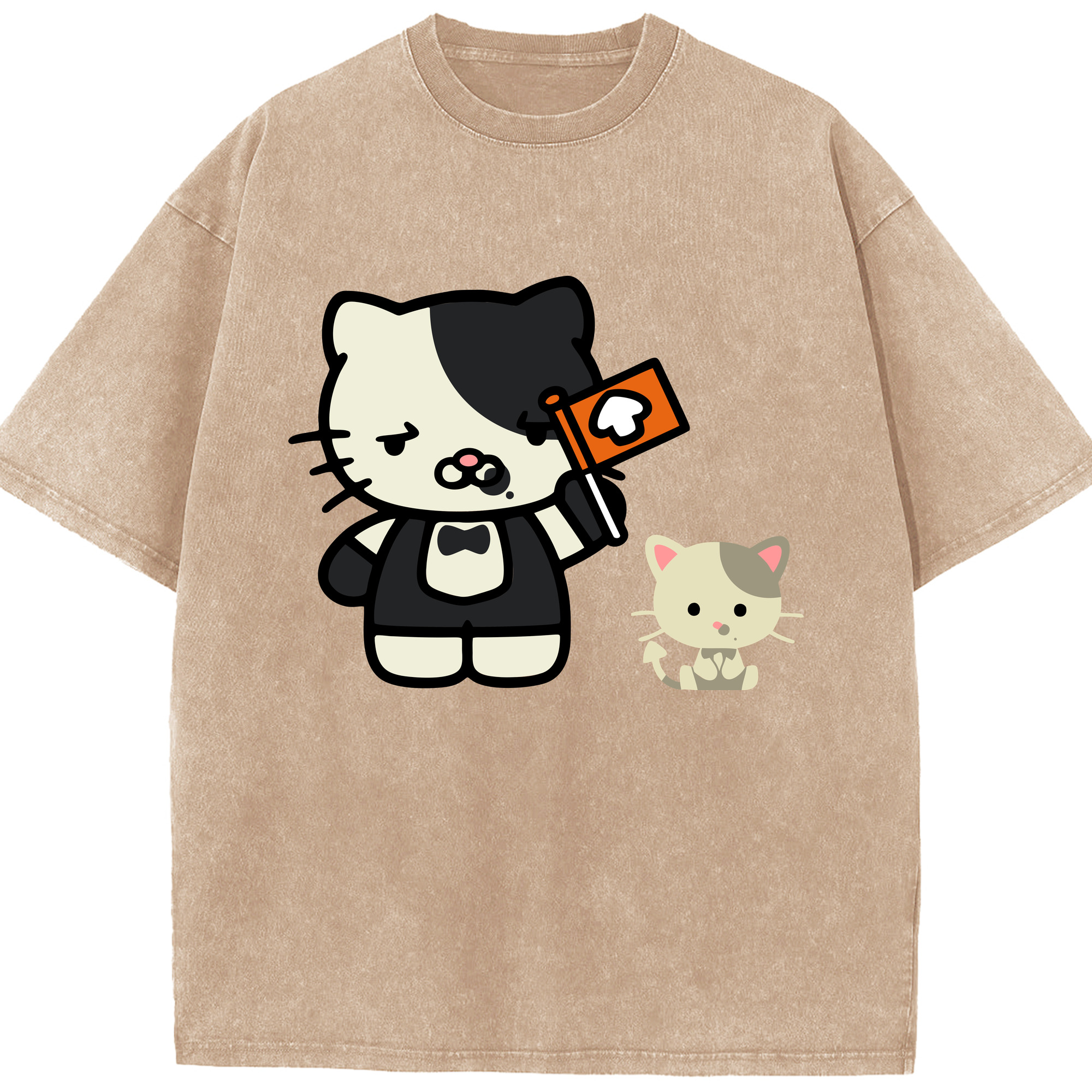 （画像用） Hello Kitty ハローキティ 綿100% ヴィンテージ風 半袖Tシャツ（フロントプリント）