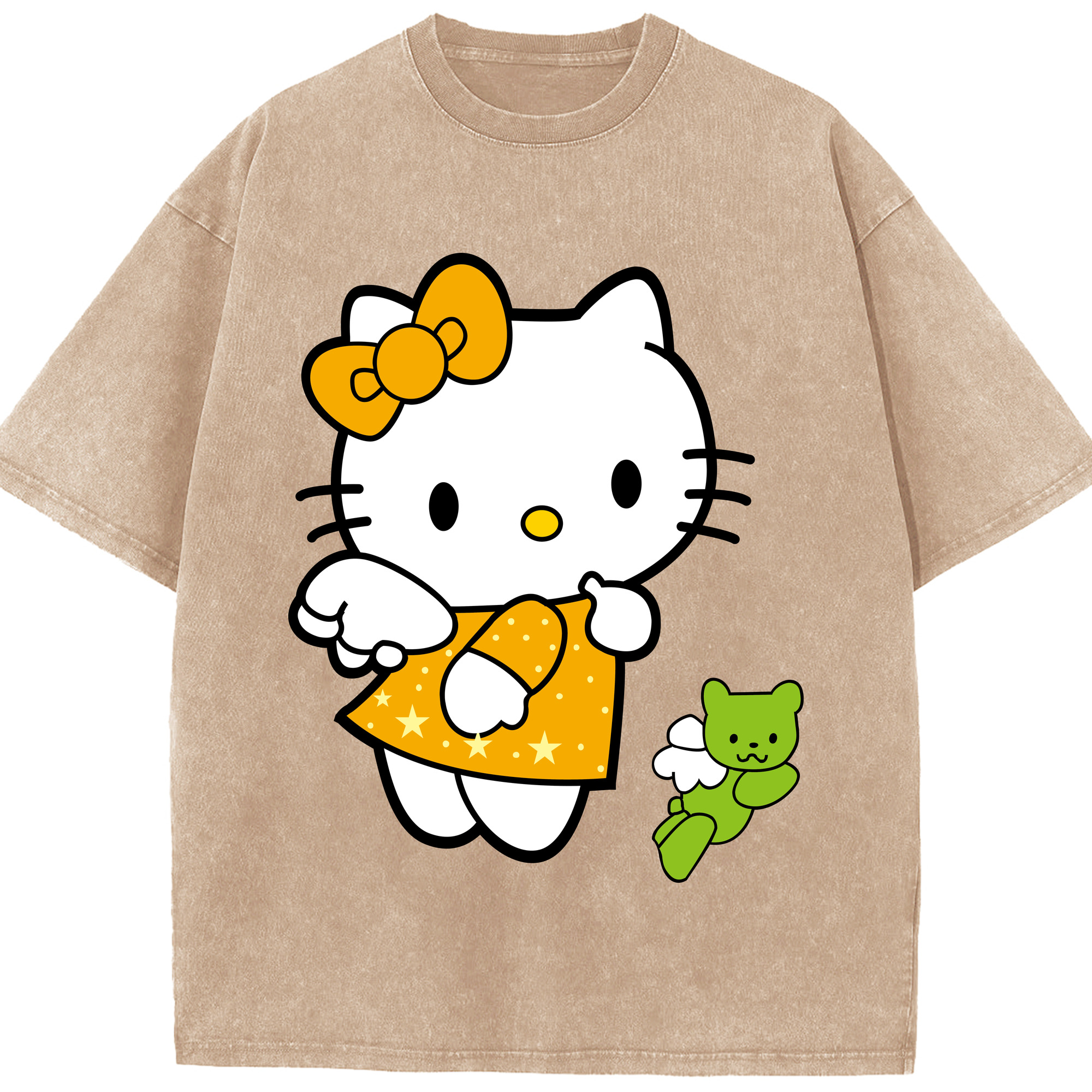 （画像用） Hello Kitty ハローキティ 綿100% ヴィンテージ風 半袖Tシャツ（フロントプリント）