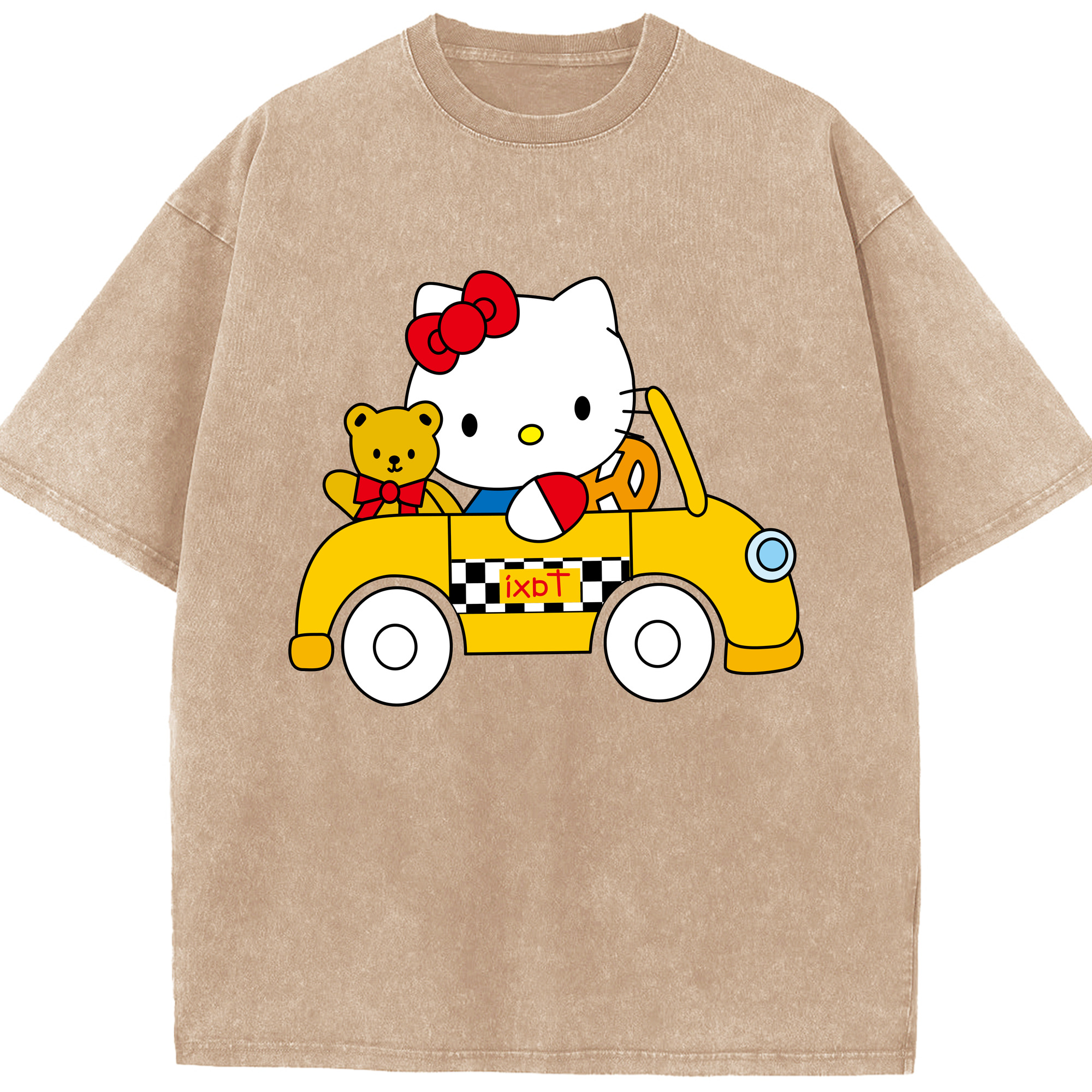 （画像用） Hello Kitty ハローキティ 綿100% ヴィンテージ風 半袖Tシャツ（フロントプリント）