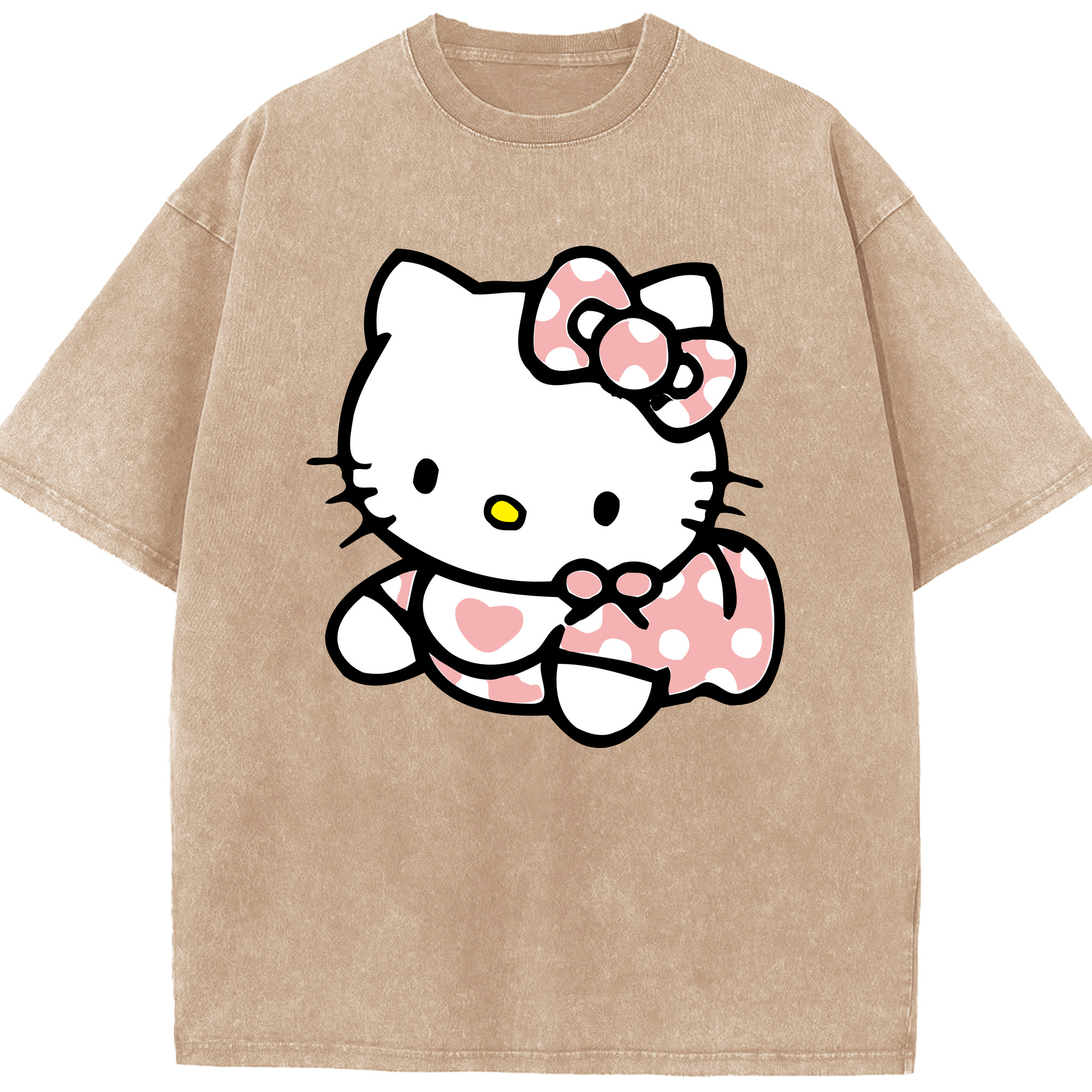 （画像用） Hello Kitty ハローキティ 綿100% ヴィンテージ風 半袖Tシャツ（フロントプリント）
