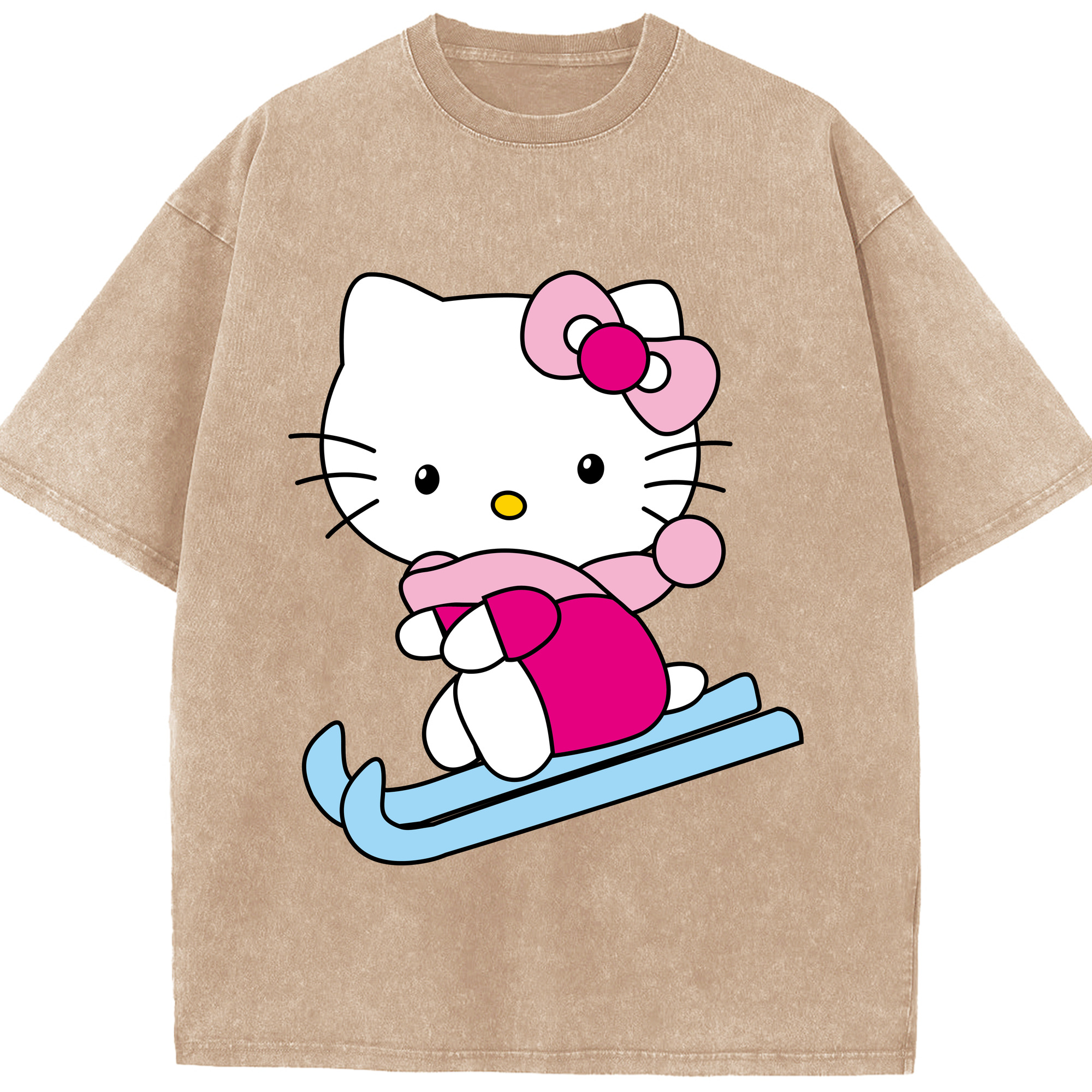 （画像用） Hello Kitty ハローキティ 綿100% ヴィンテージ風 半袖Tシャツ（フロントプリント）