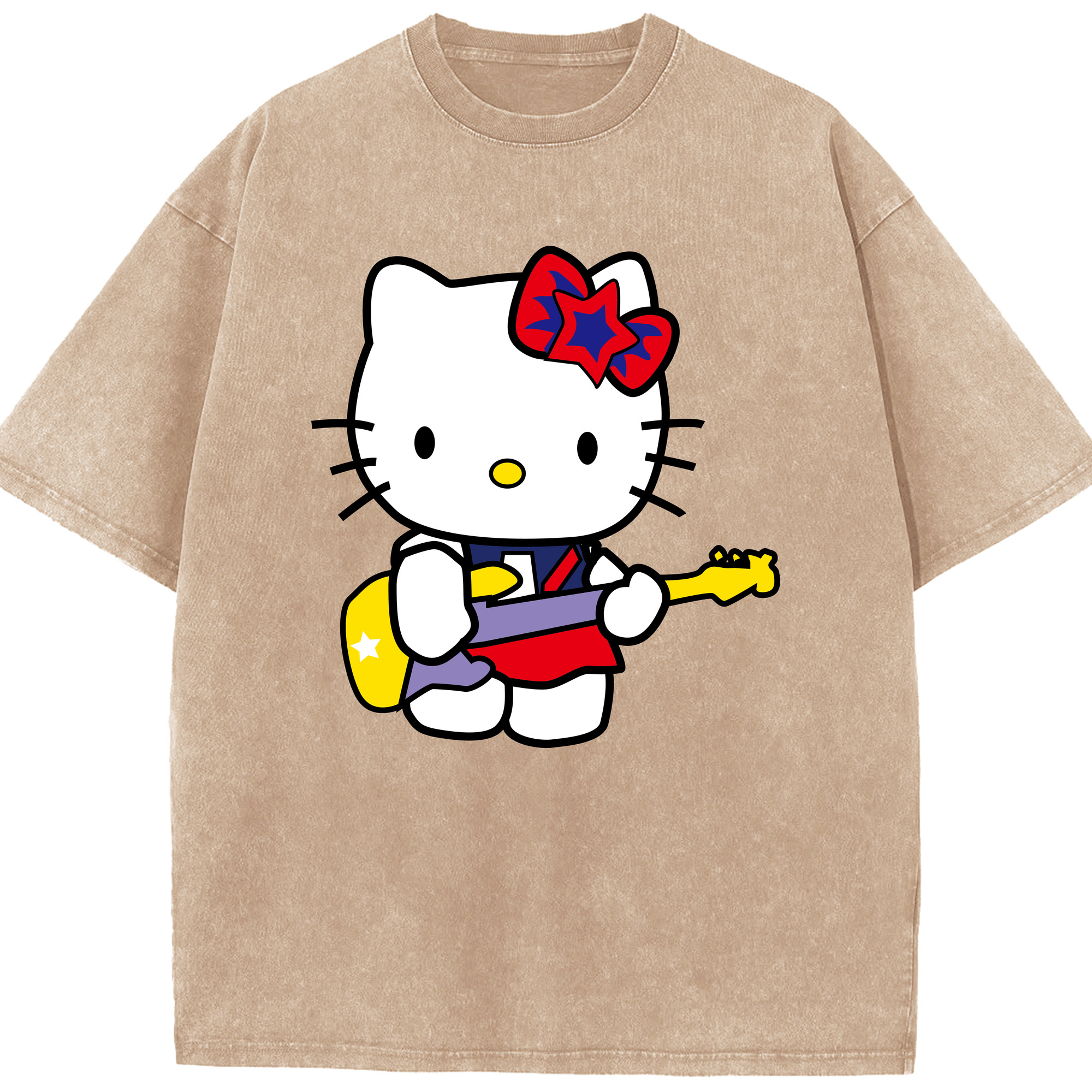 （画像用） Hello Kitty ハローキティ 綿100% ヴィンテージ風 半袖Tシャツ（フロントプリント）