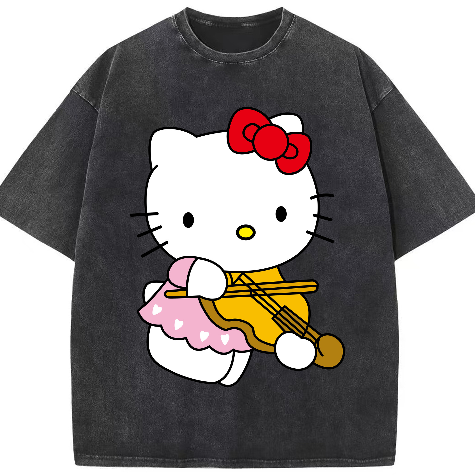 （画像用） Hello Kitty ハローキティ 綿100% ヴィンテージ風 半袖Tシャツ（フロントプリント）