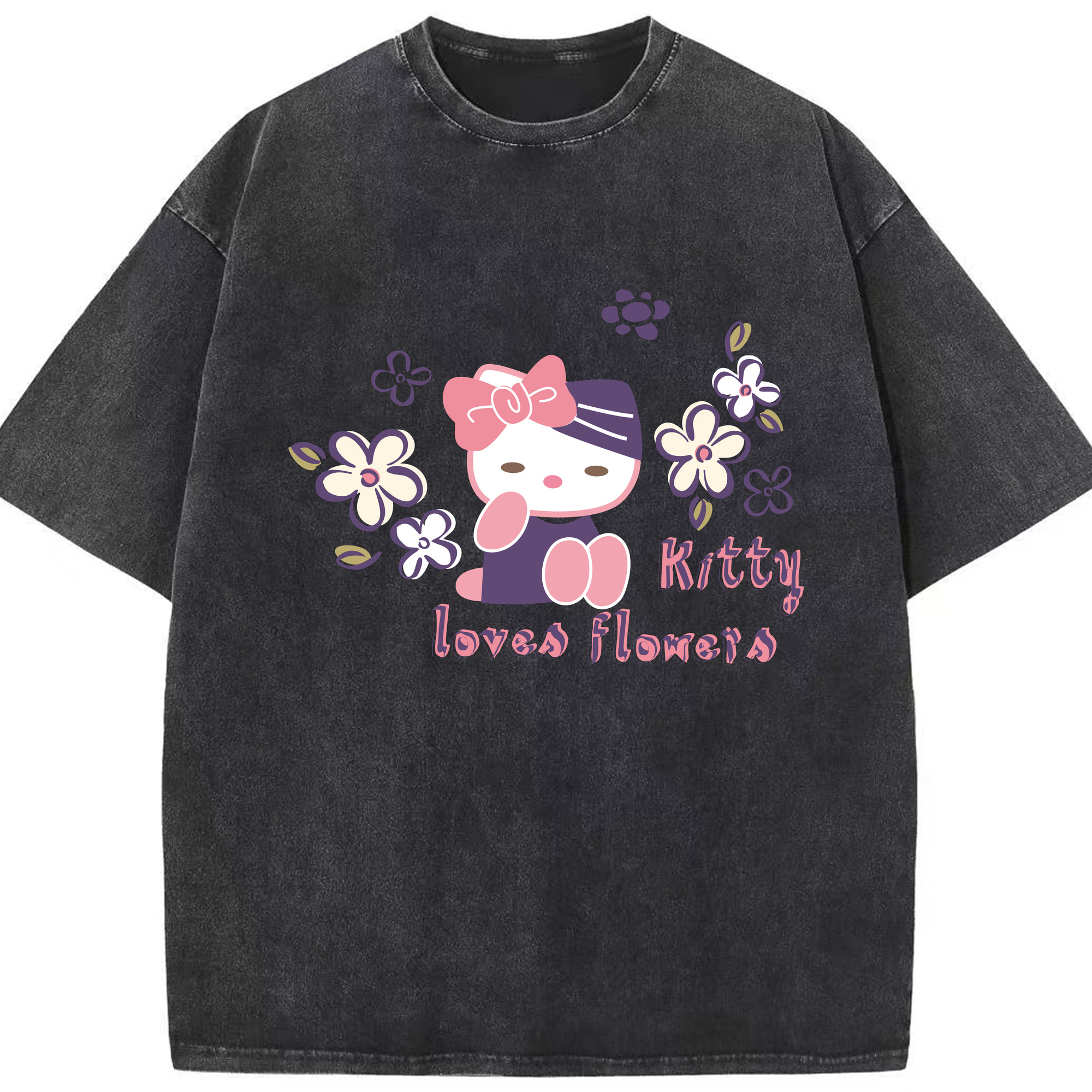 （画像用） Hello Kitty ハローキティ 綿100% ヴィンテージ風 半袖Tシャツ（フロントプリント）
