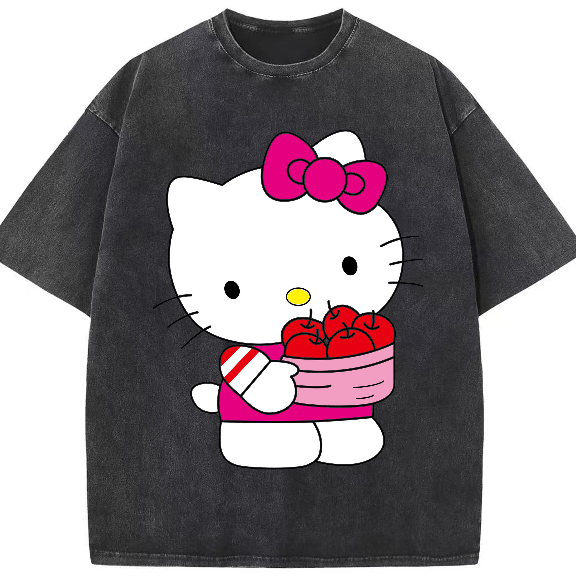 （画像用） Hello Kitty ハローキティ 綿100% ヴィンテージ風 半袖Tシャツ（フロントプリント）