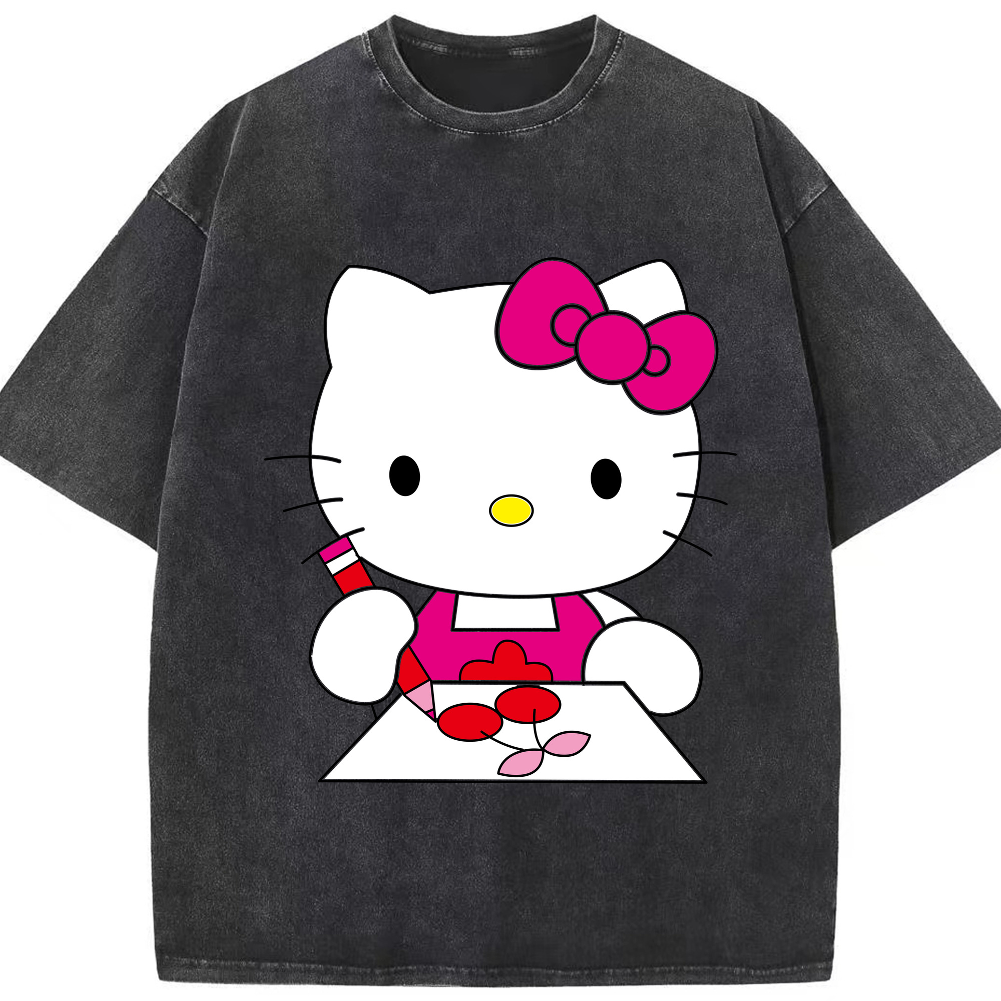 （画像用） Hello Kitty ハローキティ 綿100% ヴィンテージ風 半袖Tシャツ（フロントプリント）