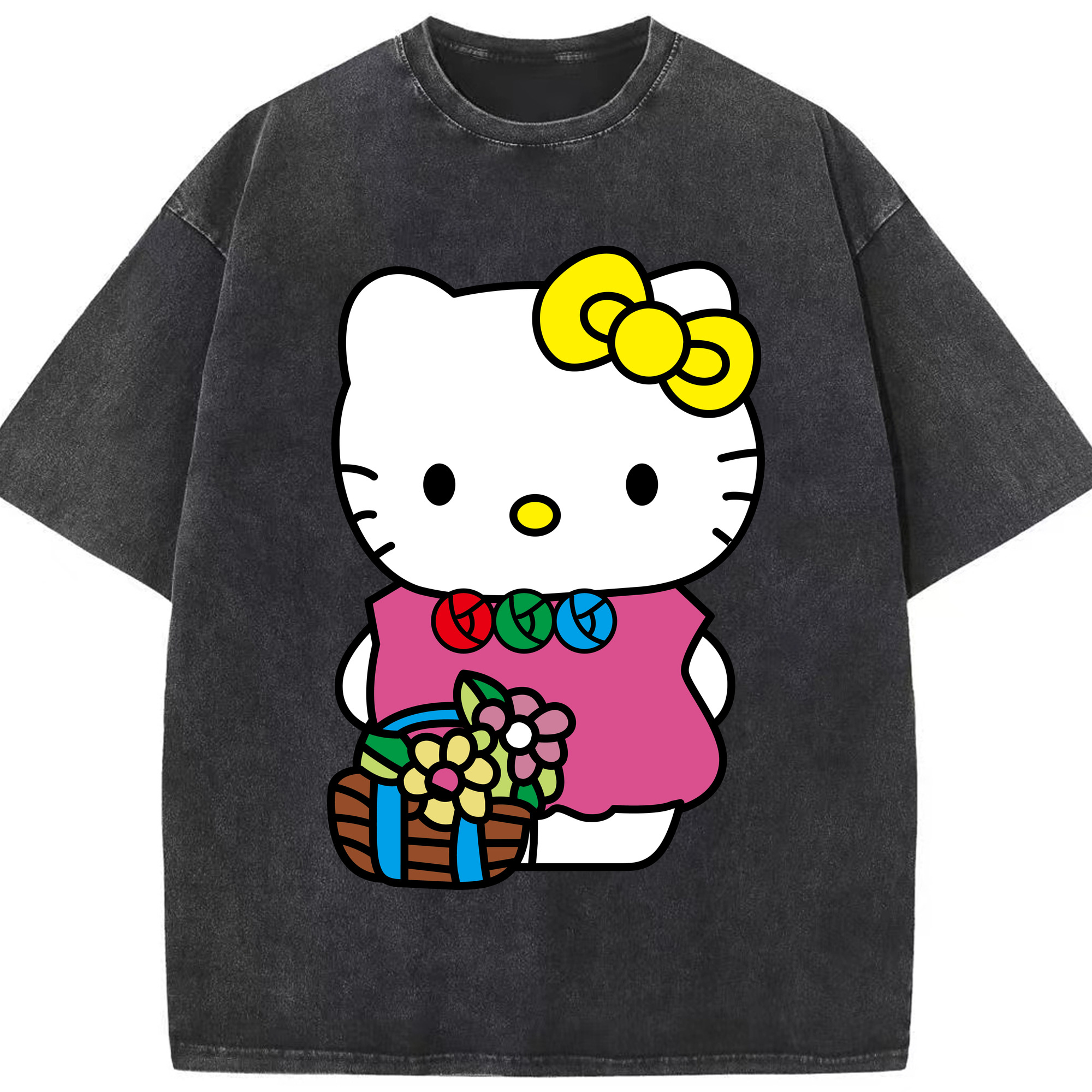 （画像用） Hello Kitty ハローキティ 綿100% ヴィンテージ風 半袖Tシャツ（フロントプリント）