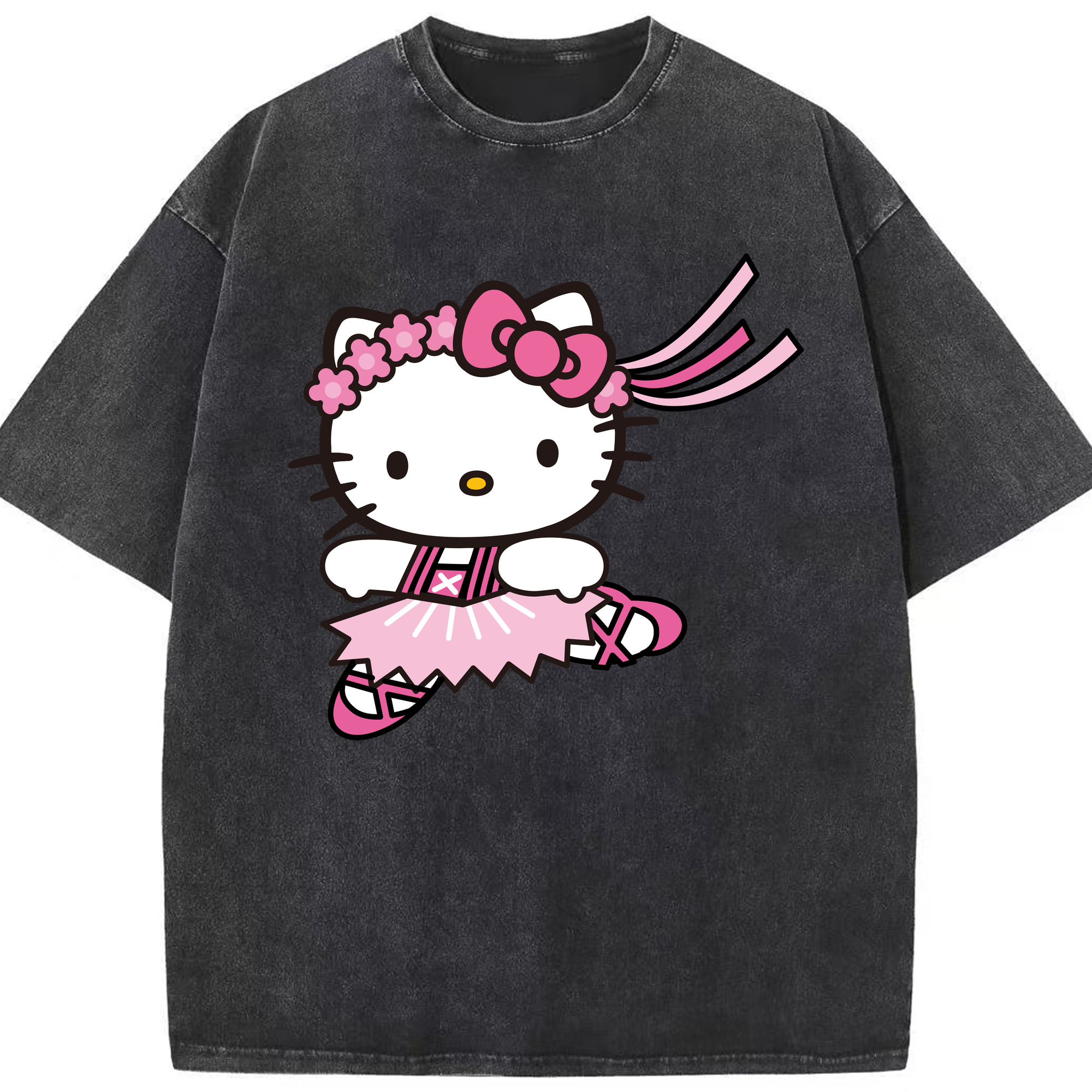 （画像用） Hello Kitty ハローキティ 綿100% ヴィンテージ風 半袖Tシャツ（フロントプリント）