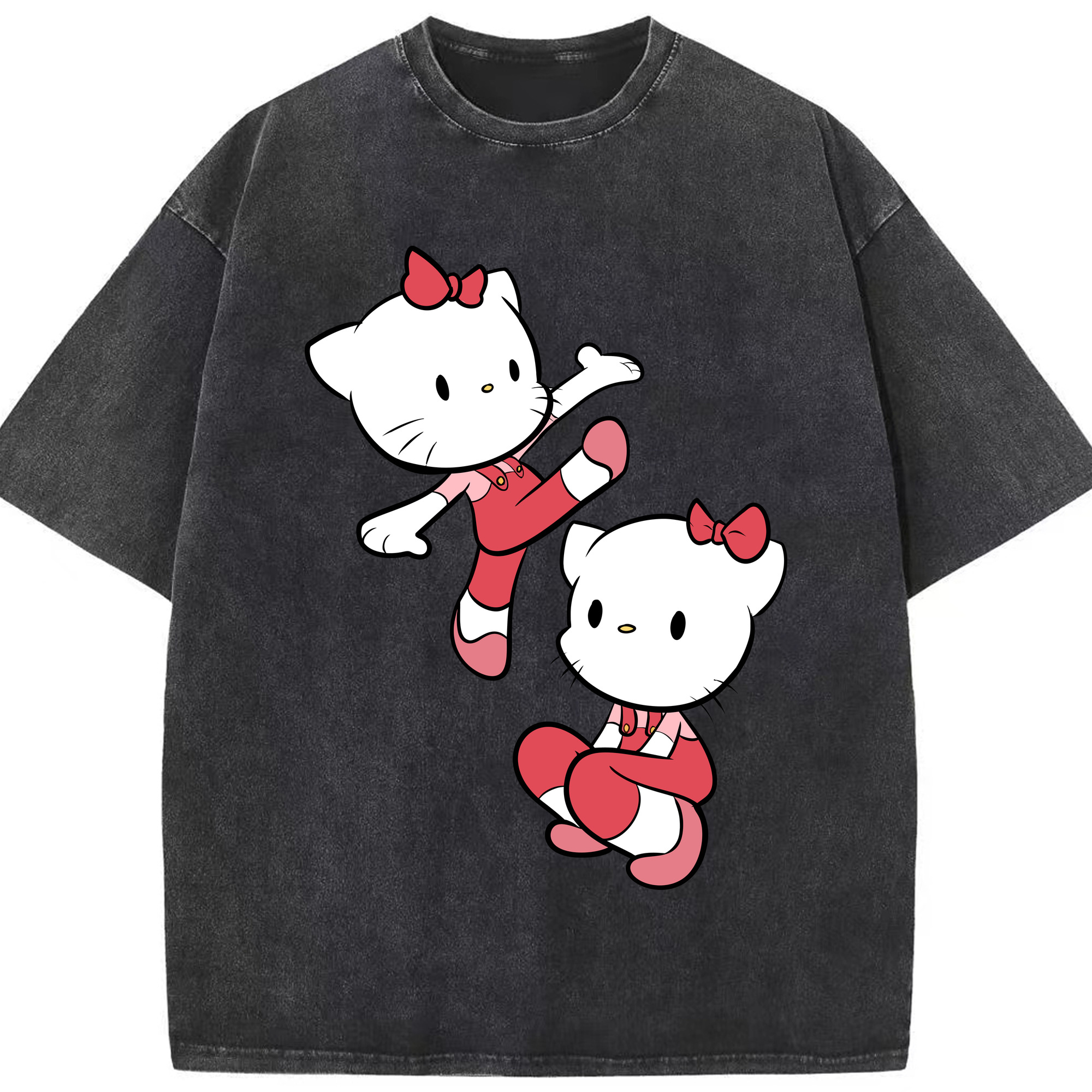 （画像用） Hello Kitty ハローキティ 綿100% ヴィンテージ風 半袖Tシャツ（フロントプリント）