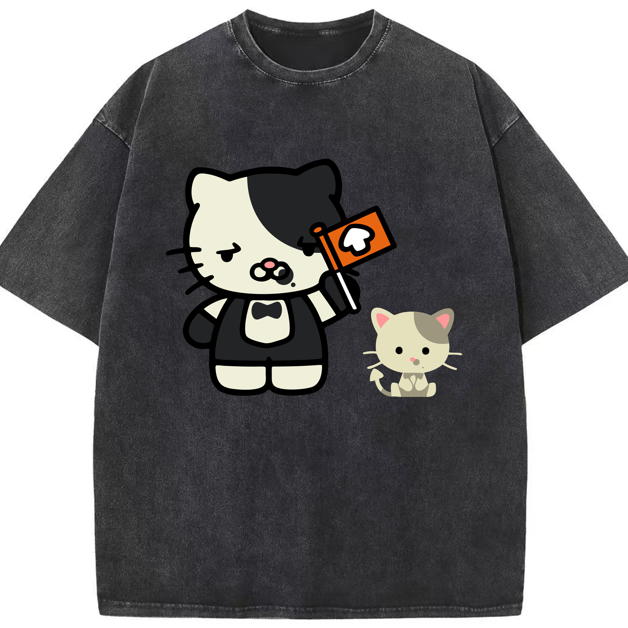 （画像用） Hello Kitty ハローキティ 綿100% ヴィンテージ風 半袖Tシャツ（フロントプリント）