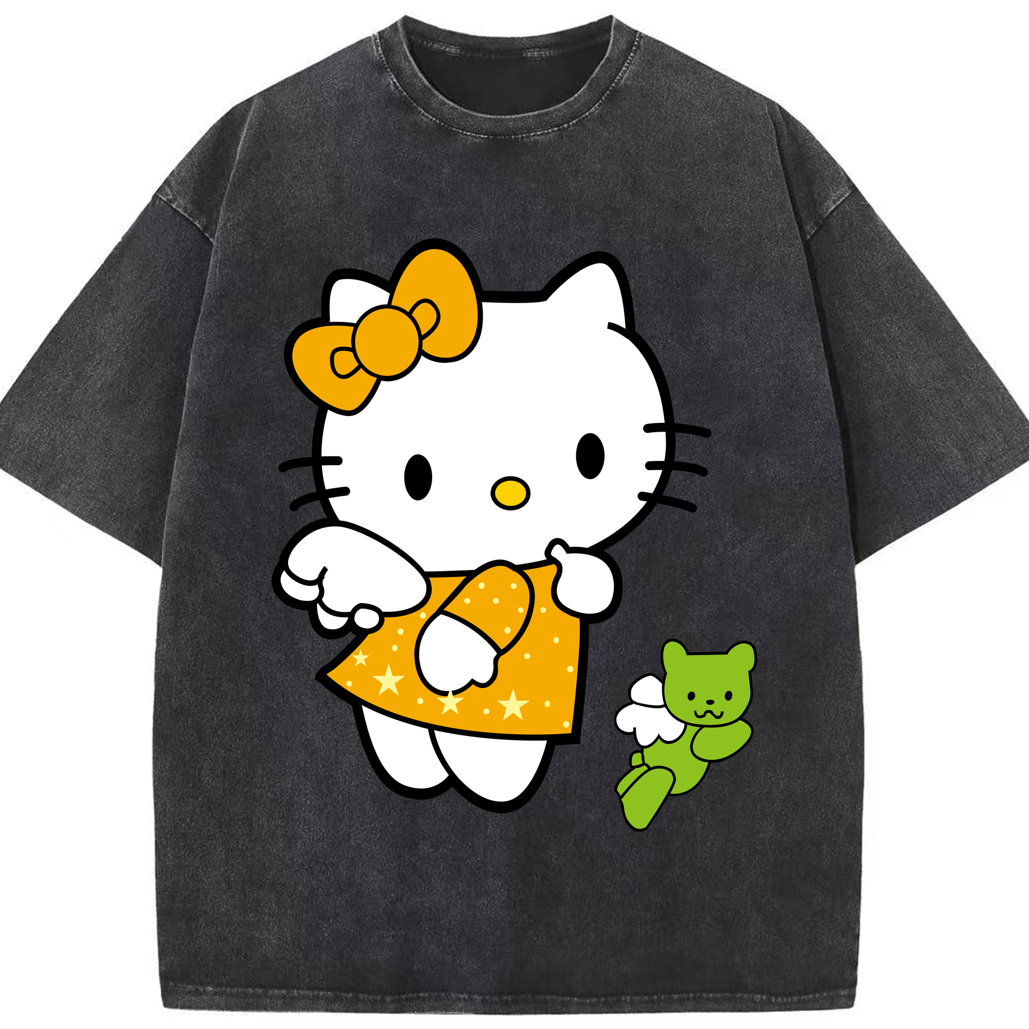 （画像用） Hello Kitty ハローキティ 綿100% ヴィンテージ風 半袖Tシャツ（フロントプリント）
