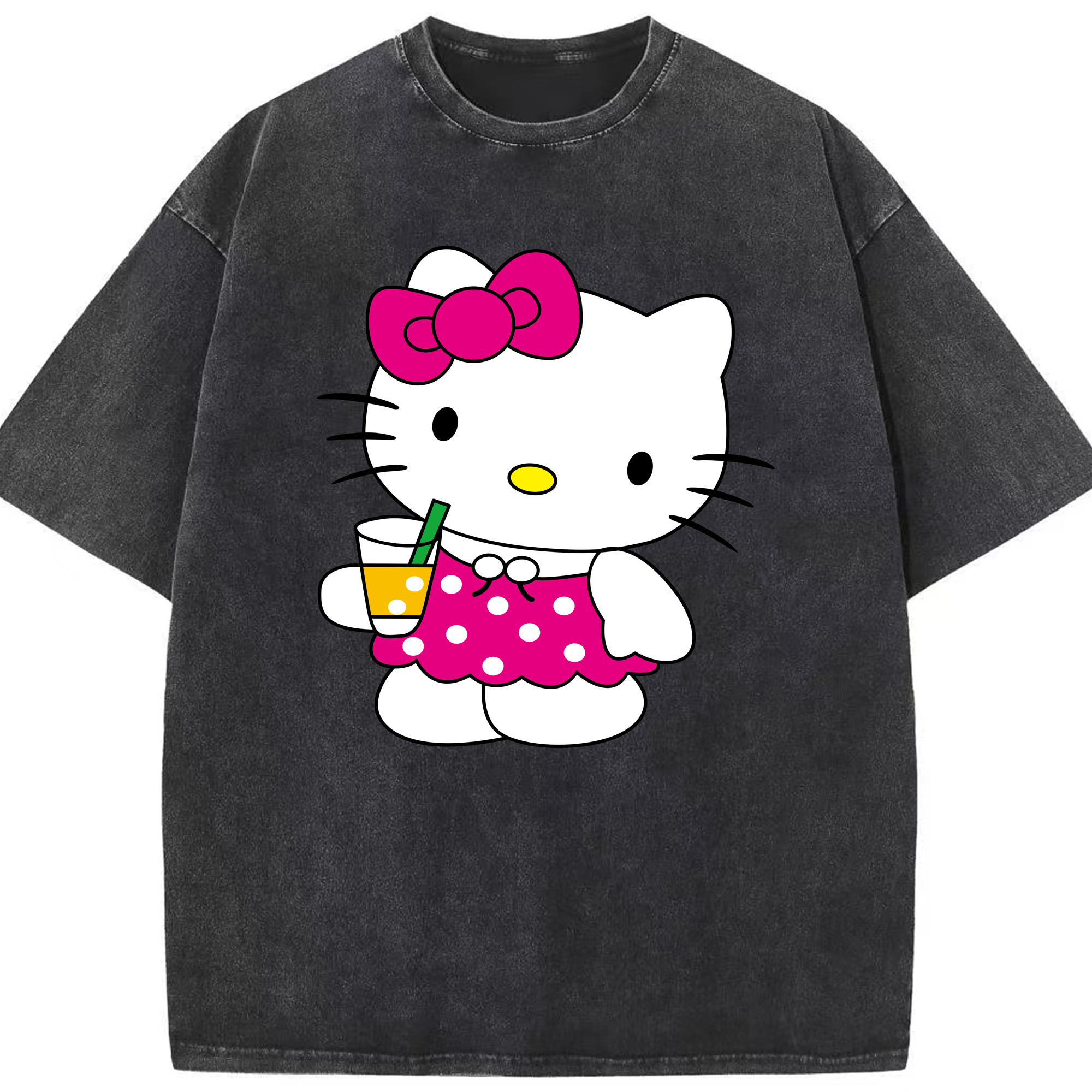 （画像用） Hello Kitty ハローキティ 綿100% ヴィンテージ風 半袖Tシャツ（フロントプリント）