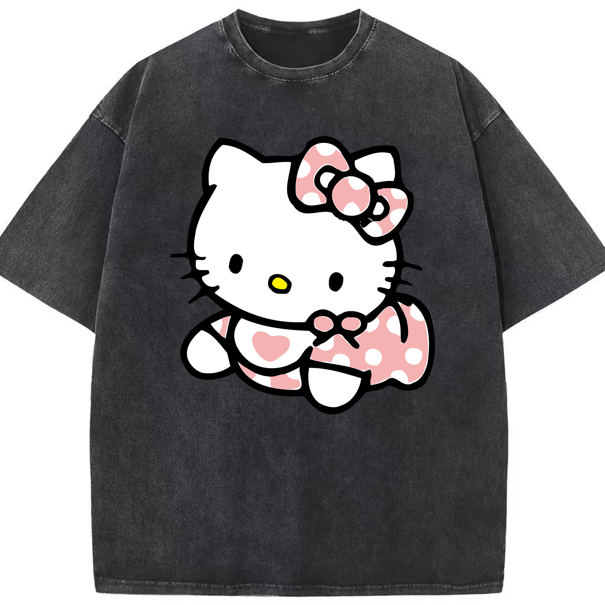 （画像用） Hello Kitty ハローキティ 綿100% ヴィンテージ風 半袖Tシャツ（フロントプリント）