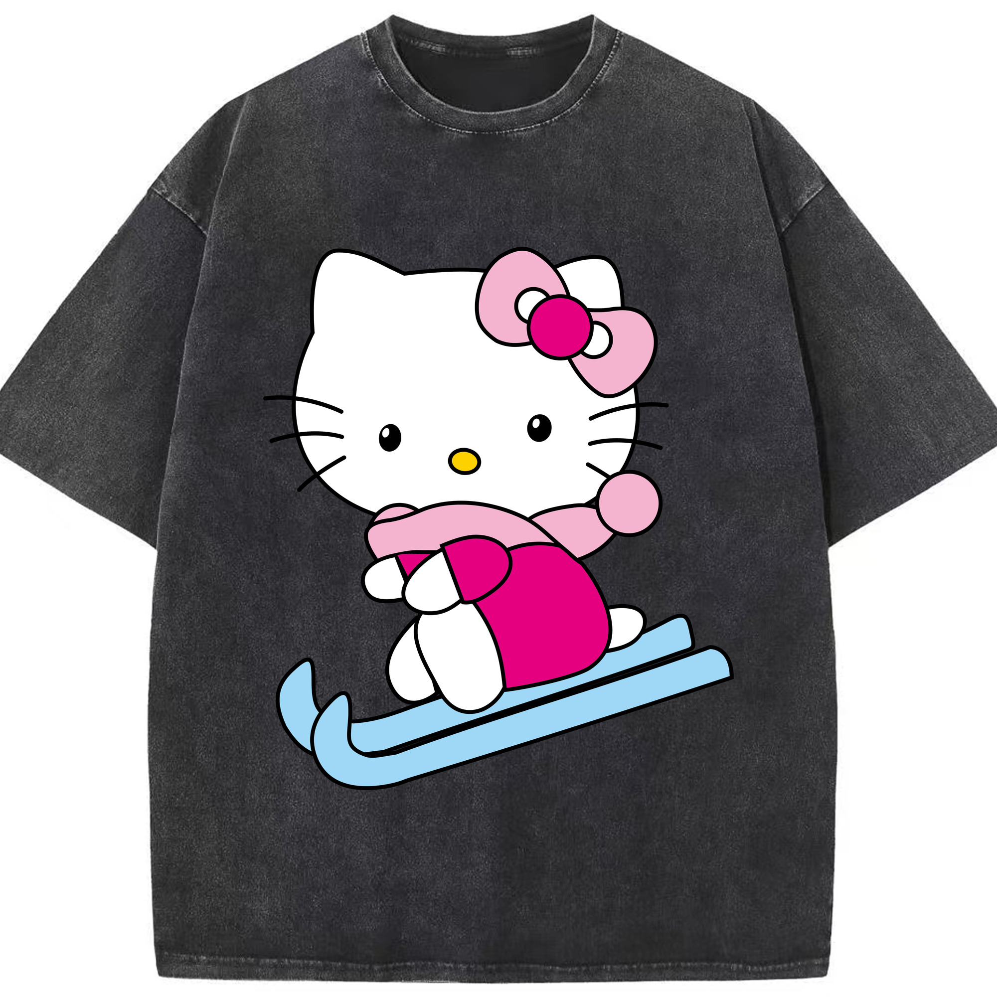 （画像用） Hello Kitty ハローキティ 綿100% ヴィンテージ風 半袖Tシャツ（フロントプリント）