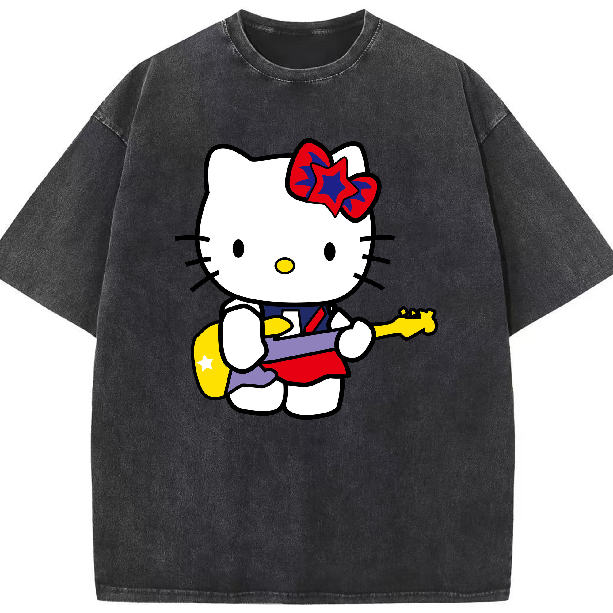 （画像用） Hello Kitty ハローキティ 綿100% ヴィンテージ風 半袖Tシャツ（フロントプリント）