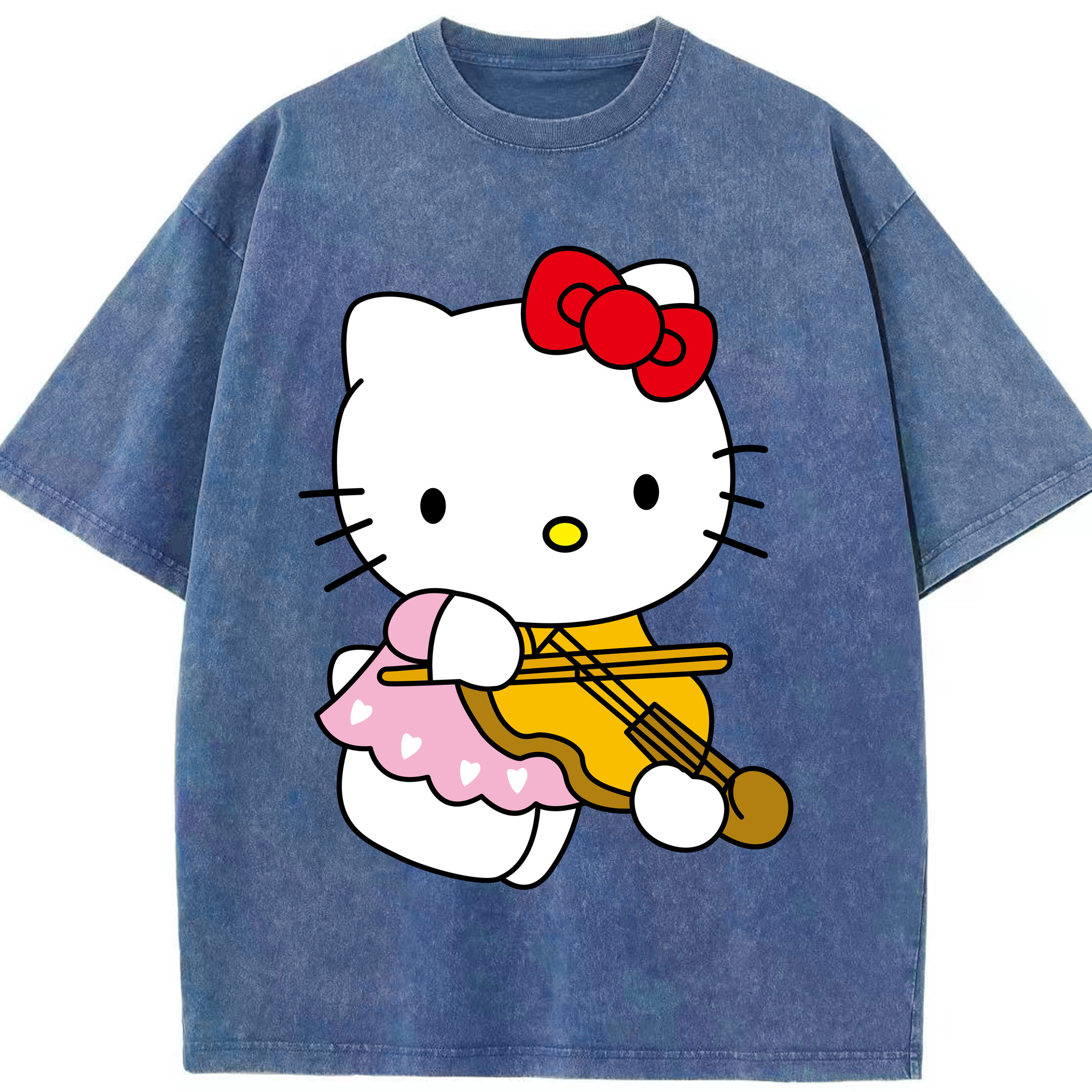 （画像用） Hello Kitty ハローキティ 綿100% ヴィンテージ風 半袖Tシャツ（フロントプリント）
