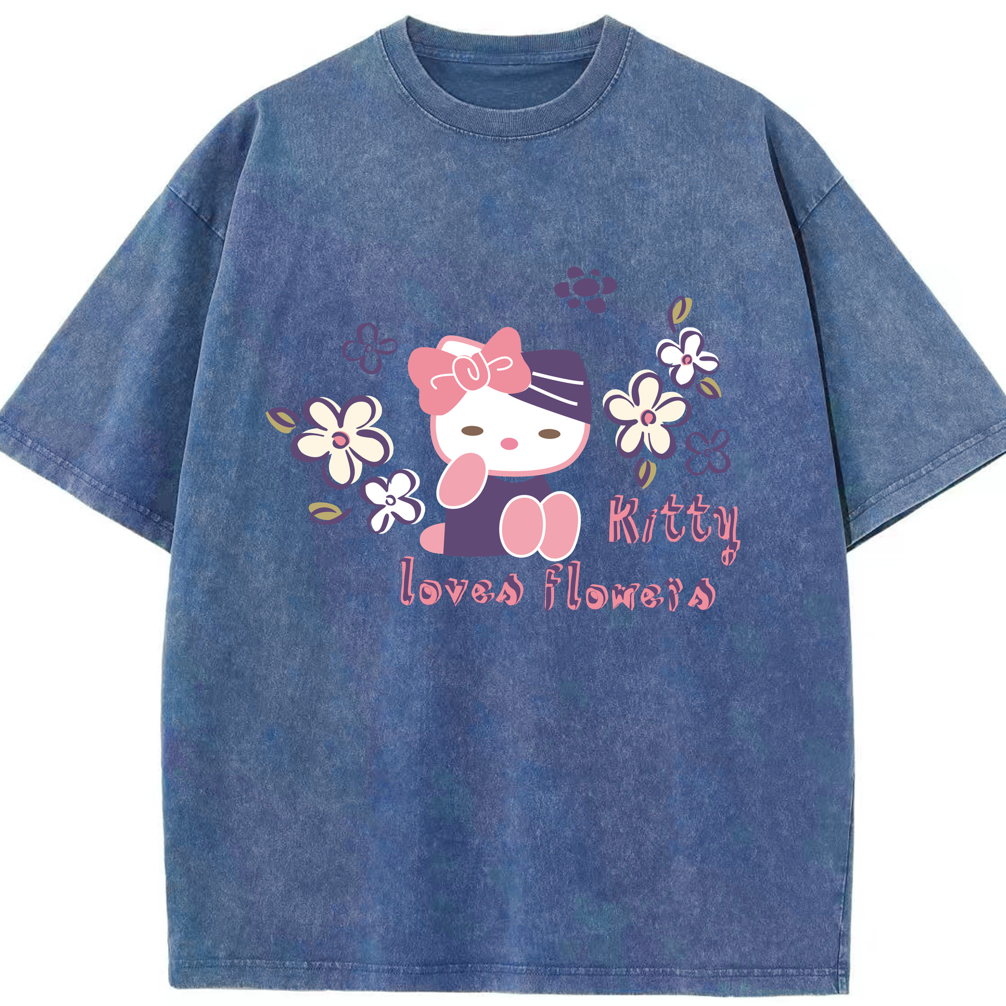 （画像用） Hello Kitty ハローキティ 綿100% ヴィンテージ風 半袖Tシャツ（フロントプリント）