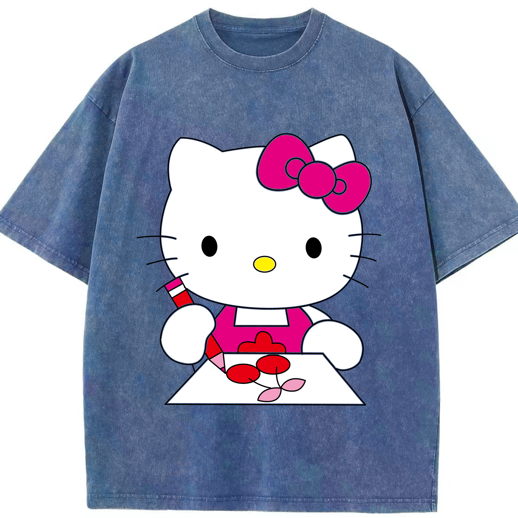 （画像用） Hello Kitty ハローキティ 綿100% ヴィンテージ風 半袖Tシャツ（フロントプリント）