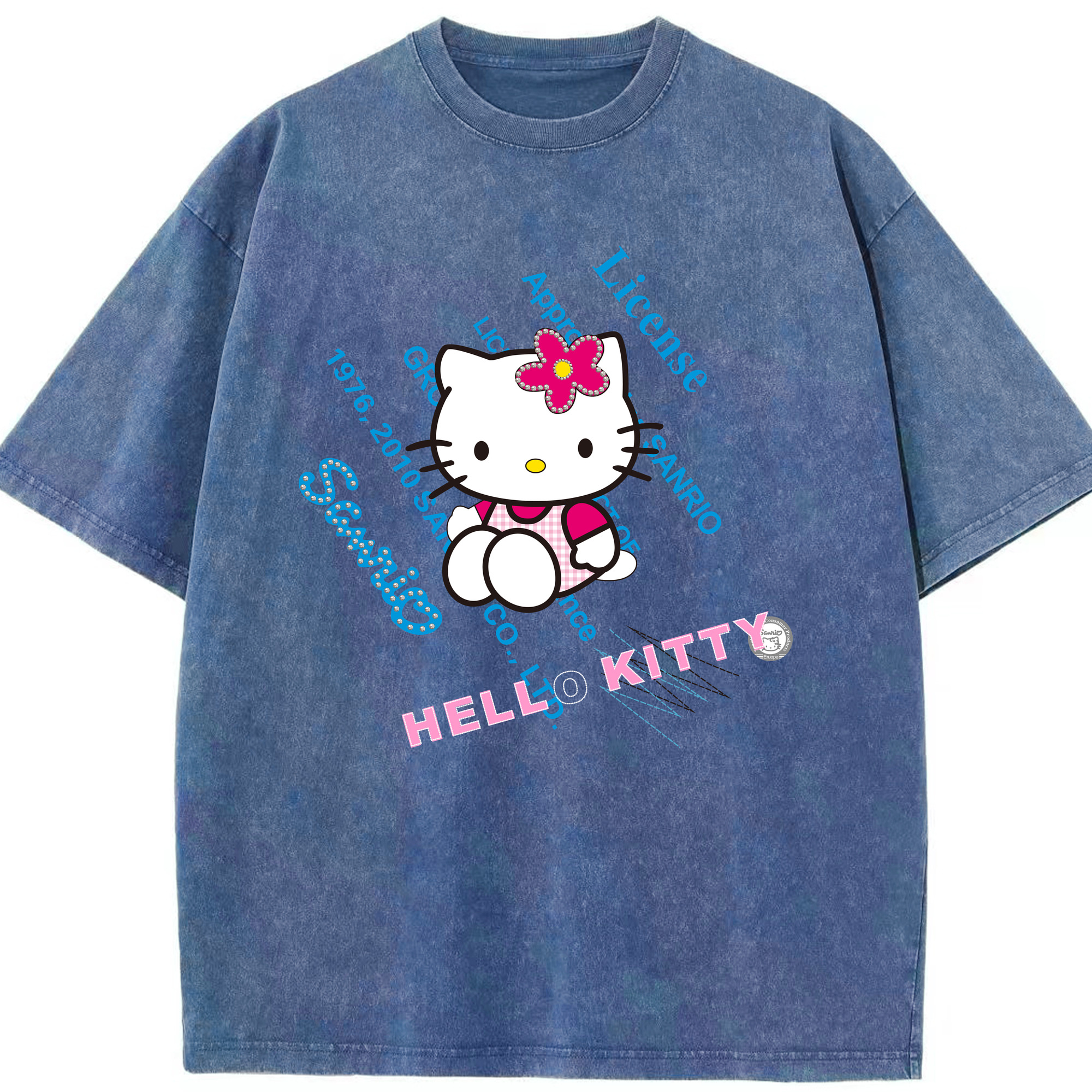 （画像用） Hello Kitty ハローキティ 綿100% ヴィンテージ風 半袖Tシャツ（フロントプリント）