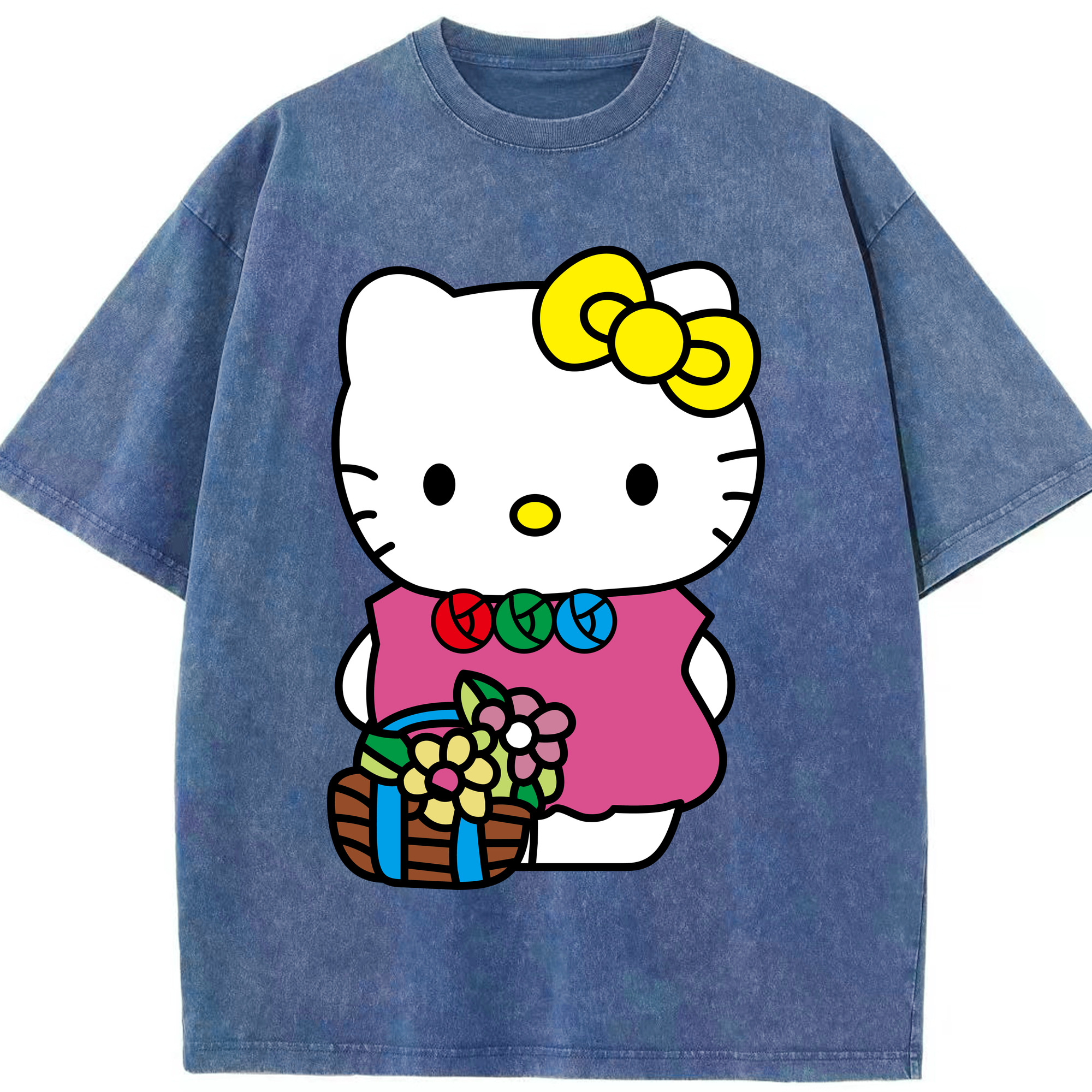 （画像用） Hello Kitty ハローキティ 綿100% ヴィンテージ風 半袖Tシャツ（フロントプリント）