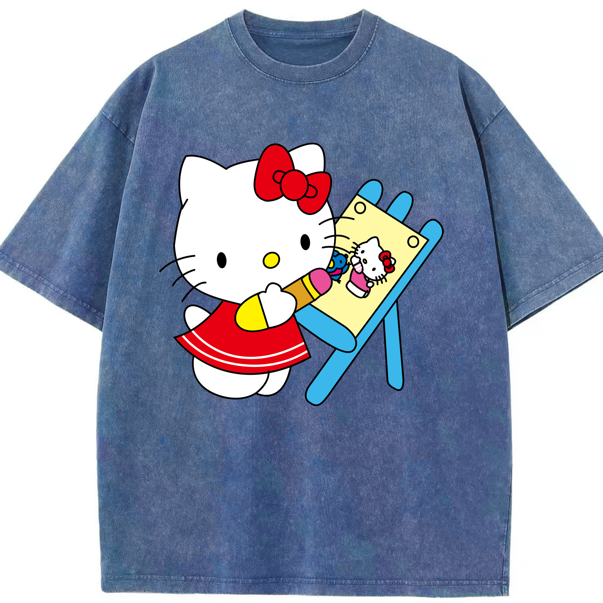 （画像用） Hello Kitty ハローキティ 綿100% ヴィンテージ風 半袖Tシャツ（フロントプリント）