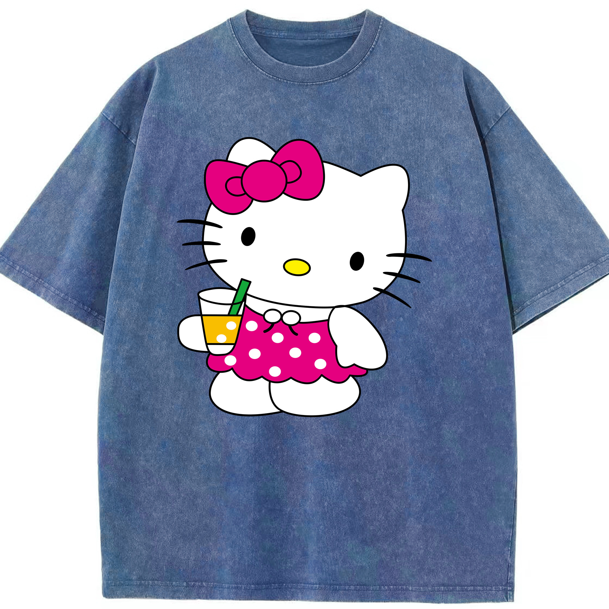 （画像用） Hello Kitty ハローキティ 綿100% ヴィンテージ風 半袖Tシャツ（フロントプリント）