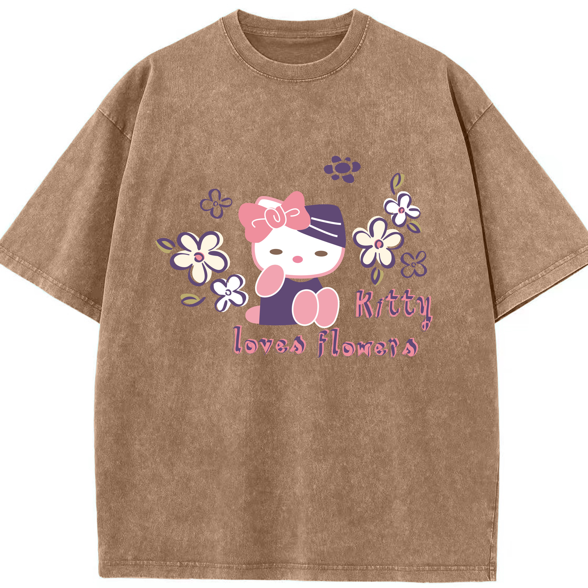 （画像用） Hello Kitty ハローキティ 綿100% ヴィンテージ風 半袖Tシャツ（フロントプリント）