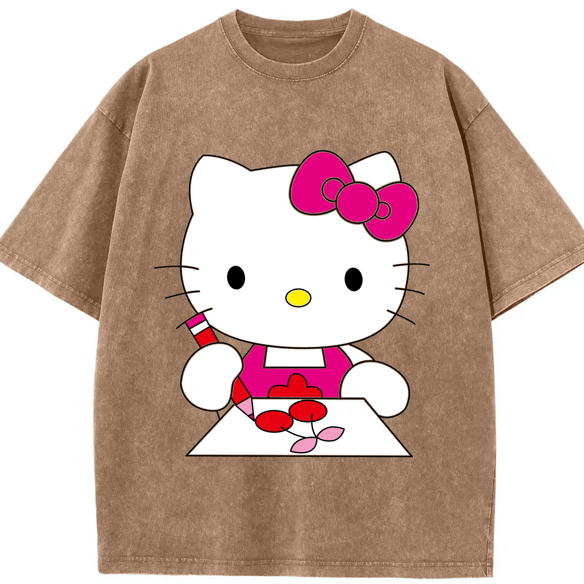 （画像用） Hello Kitty ハローキティ 綿100% ヴィンテージ風 半袖Tシャツ（フロントプリント）