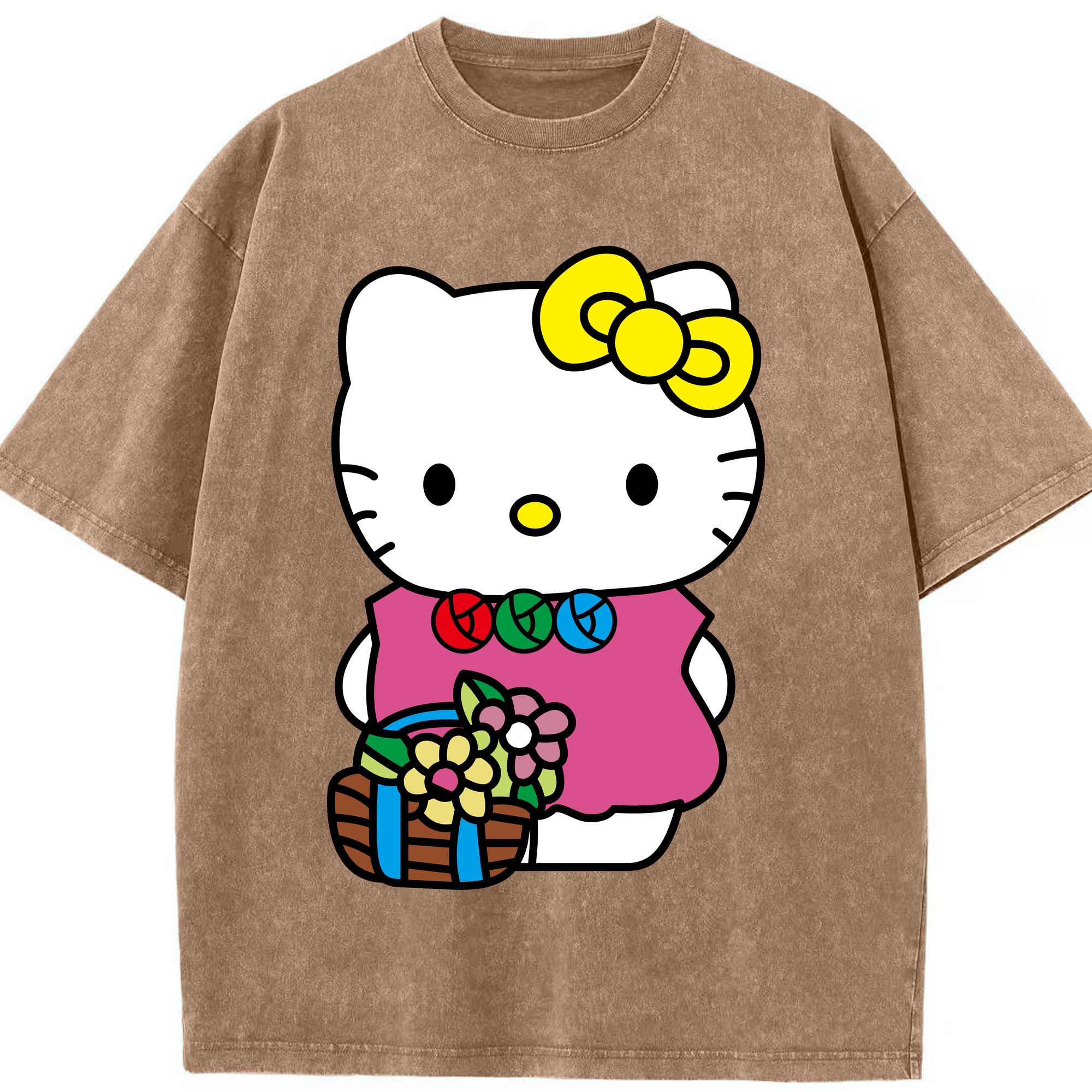 （画像用） Hello Kitty ハローキティ 綿100% ヴィンテージ風 半袖Tシャツ（フロントプリント）
