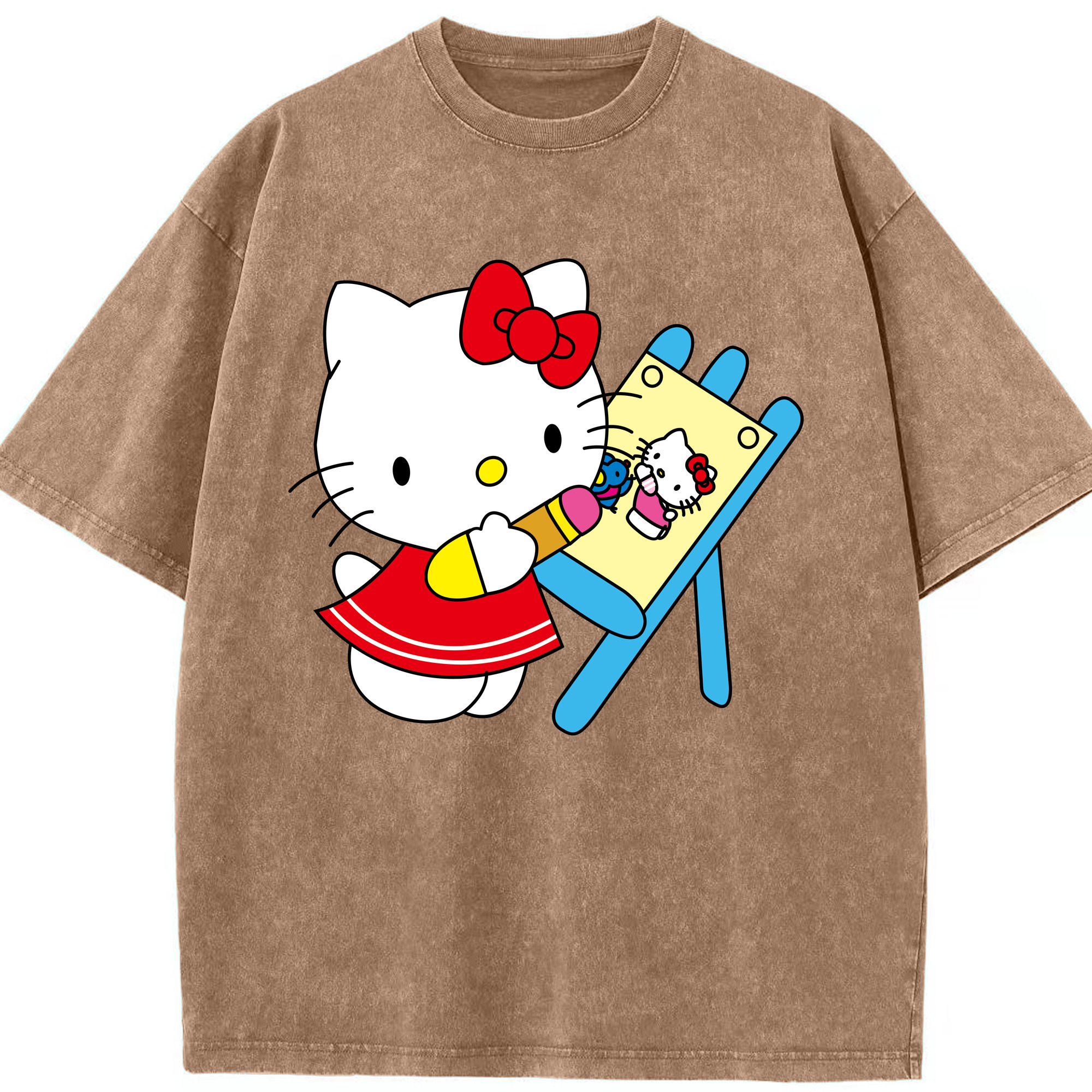（画像用） Hello Kitty ハローキティ 綿100% ヴィンテージ風 半袖Tシャツ（フロントプリント）
