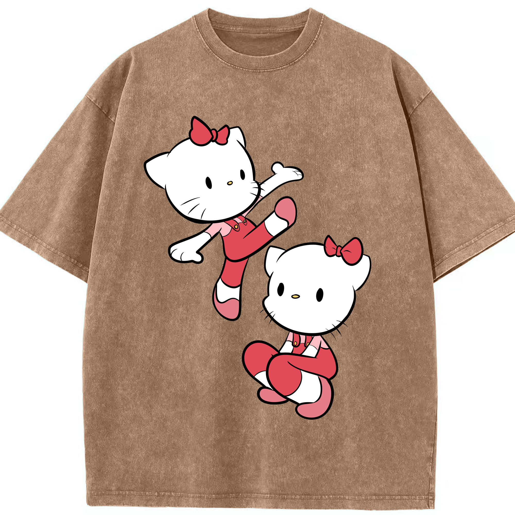 （画像用） Hello Kitty ハローキティ 綿100% ヴィンテージ風 半袖Tシャツ（フロントプリント）