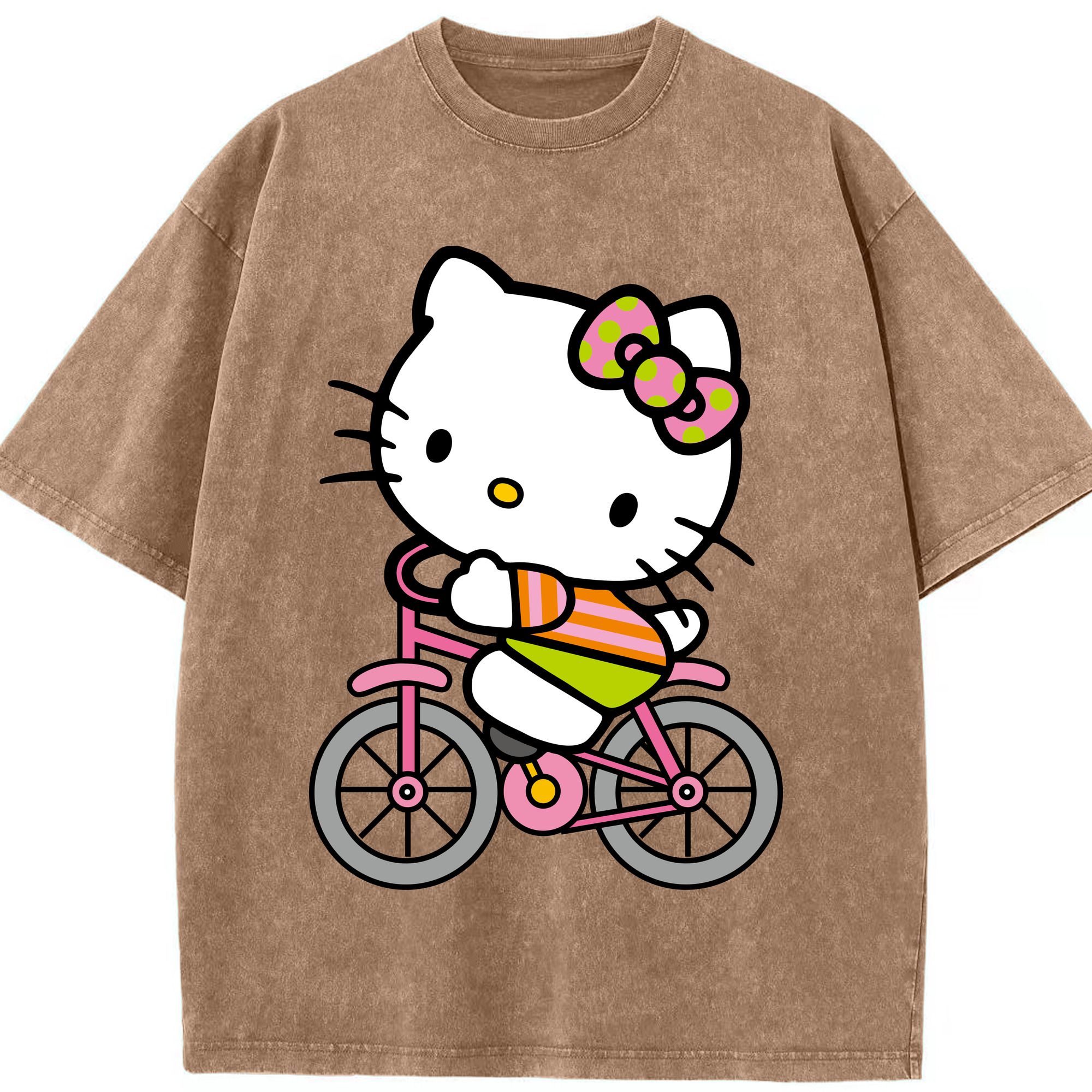 （画像用） Hello Kitty ハローキティ 綿100% ヴィンテージ風 半袖Tシャツ（フロントプリント）