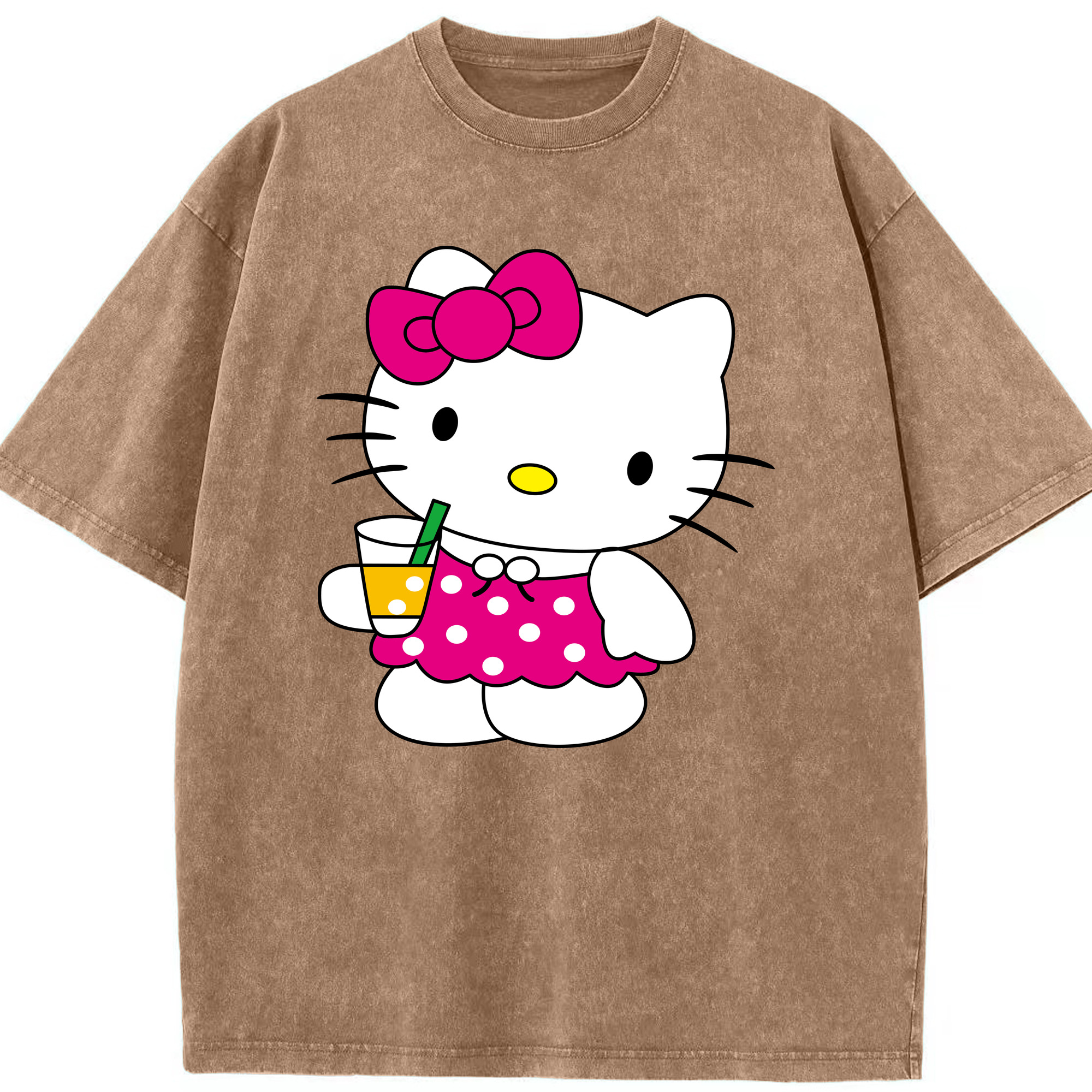 （画像用） Hello Kitty ハローキティ 綿100% ヴィンテージ風 半袖Tシャツ（フロントプリント）