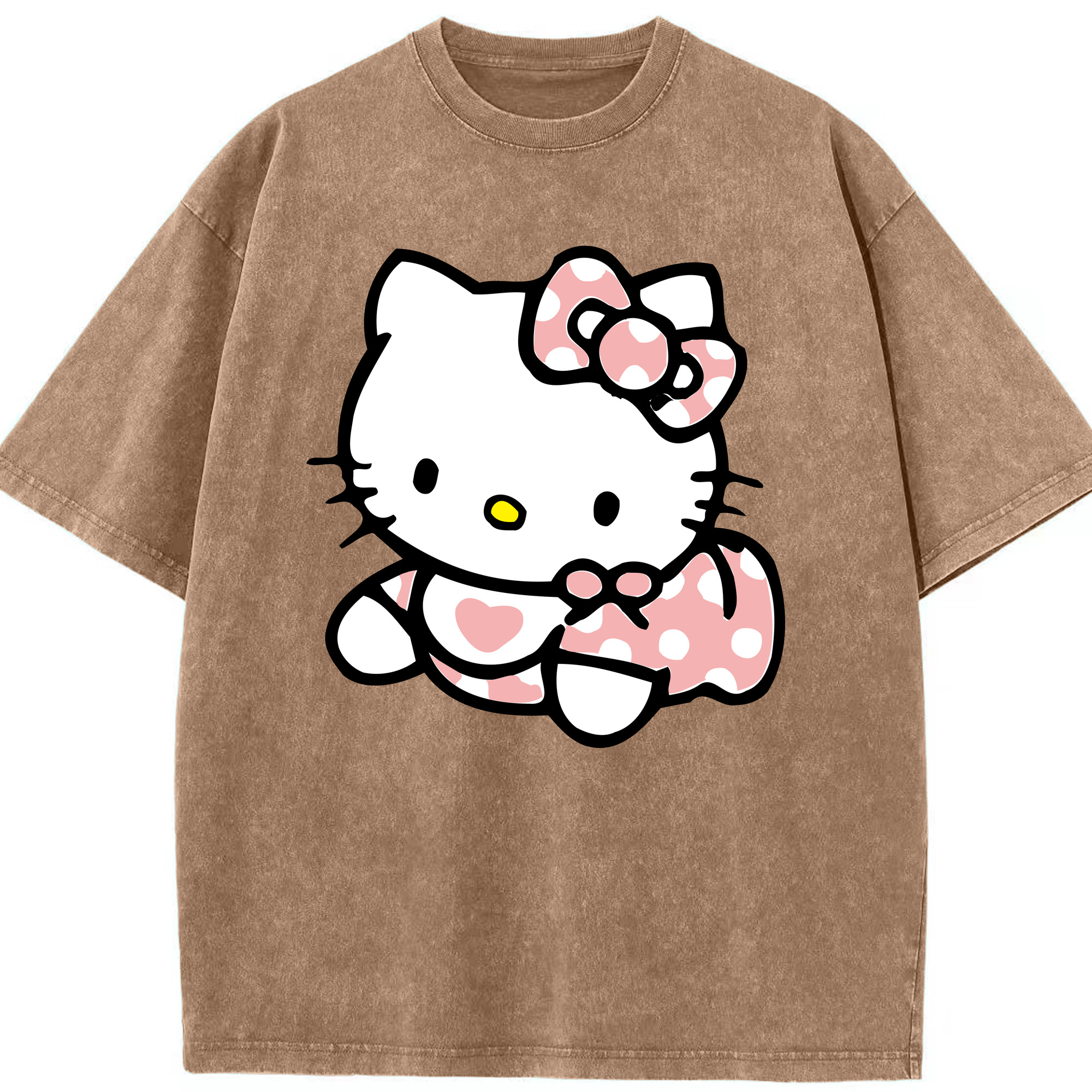 （画像用） Hello Kitty ハローキティ 綿100% ヴィンテージ風 半袖Tシャツ（フロントプリント）