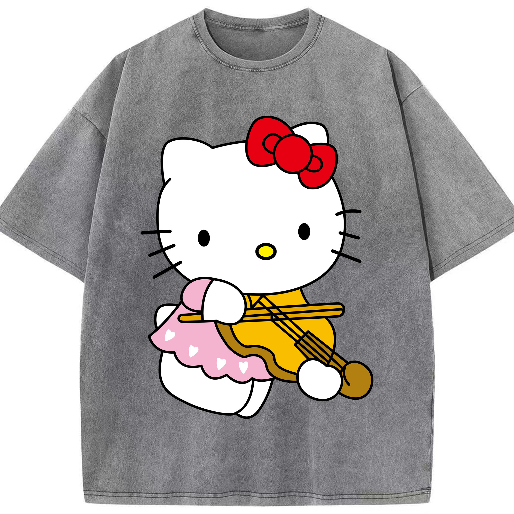 （画像用） Hello Kitty ハローキティ 綿100% ヴィンテージ風 半袖Tシャツ（フロントプリント）