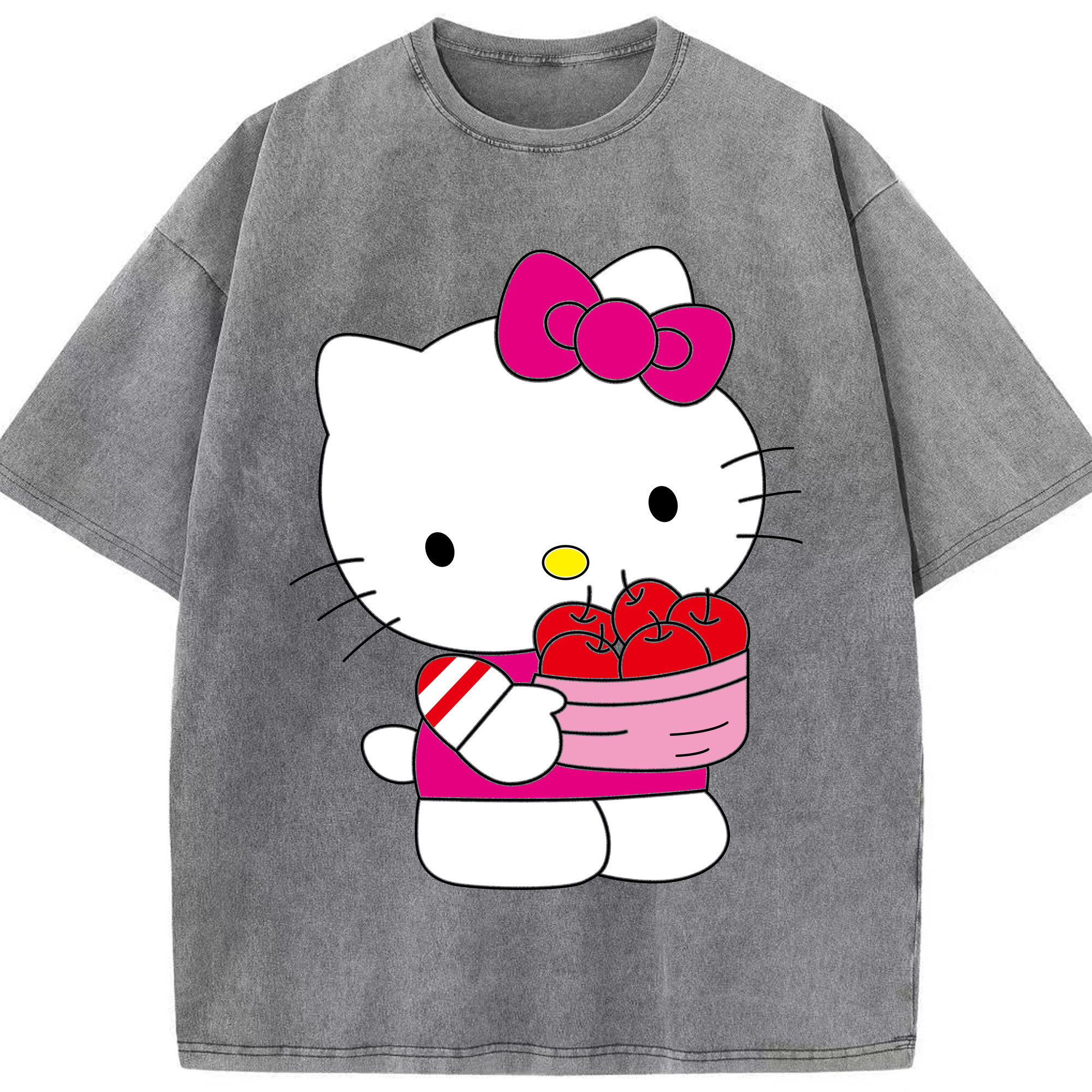 （画像用） Hello Kitty ハローキティ 綿100% ヴィンテージ風 半袖Tシャツ（フロントプリント）