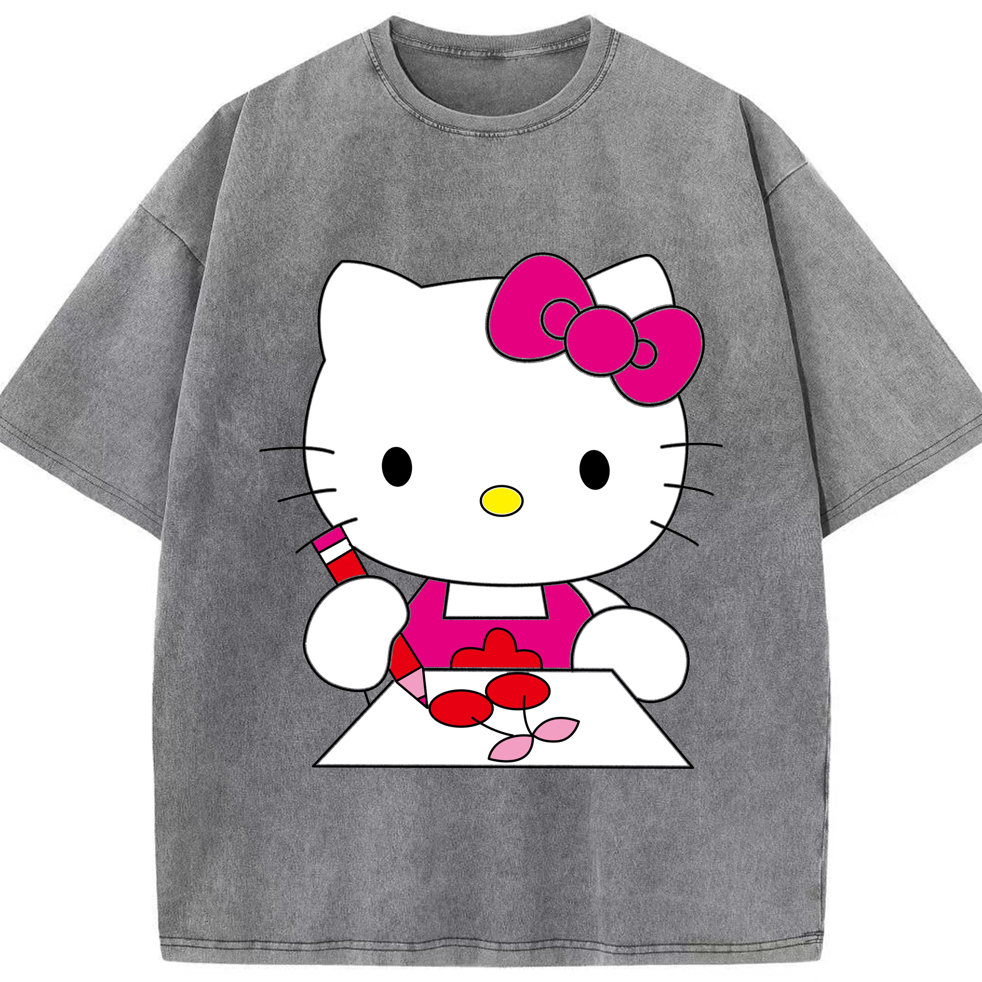 （画像用） Hello Kitty ハローキティ 綿100% ヴィンテージ風 半袖Tシャツ（フロントプリント）