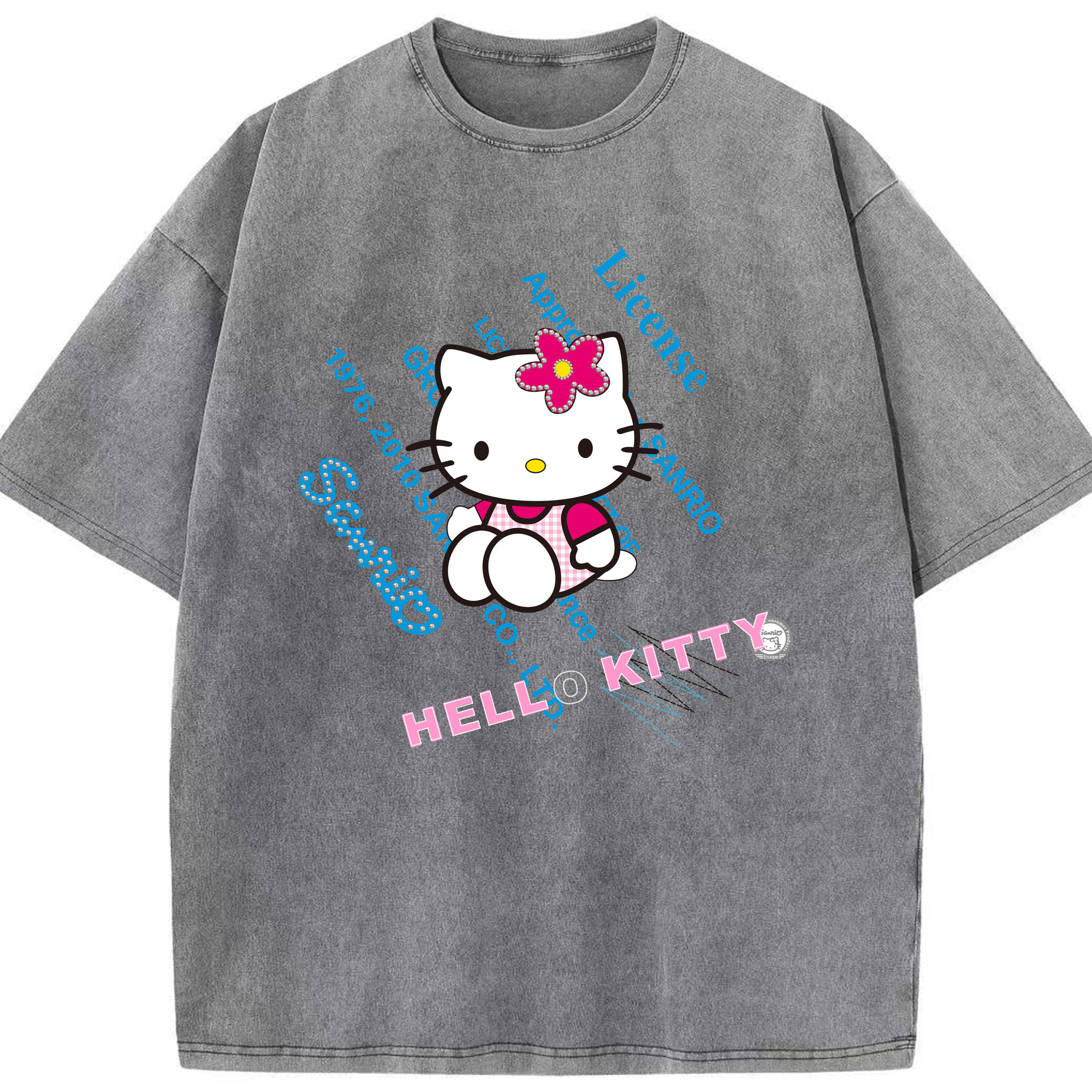 （画像用） Hello Kitty ハローキティ 綿100% ヴィンテージ風 半袖Tシャツ（フロントプリント）
