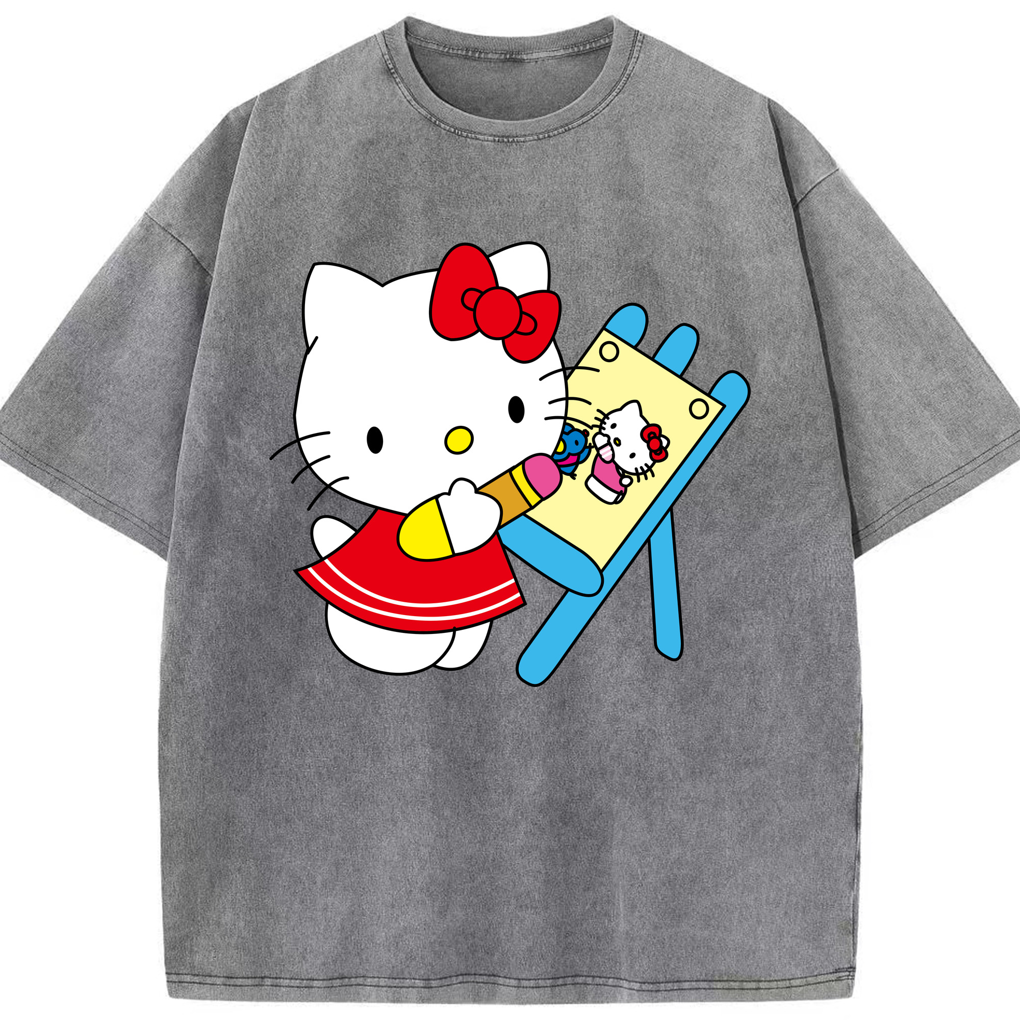 （画像用） Hello Kitty ハローキティ 綿100% ヴィンテージ風 半袖Tシャツ（フロントプリント）