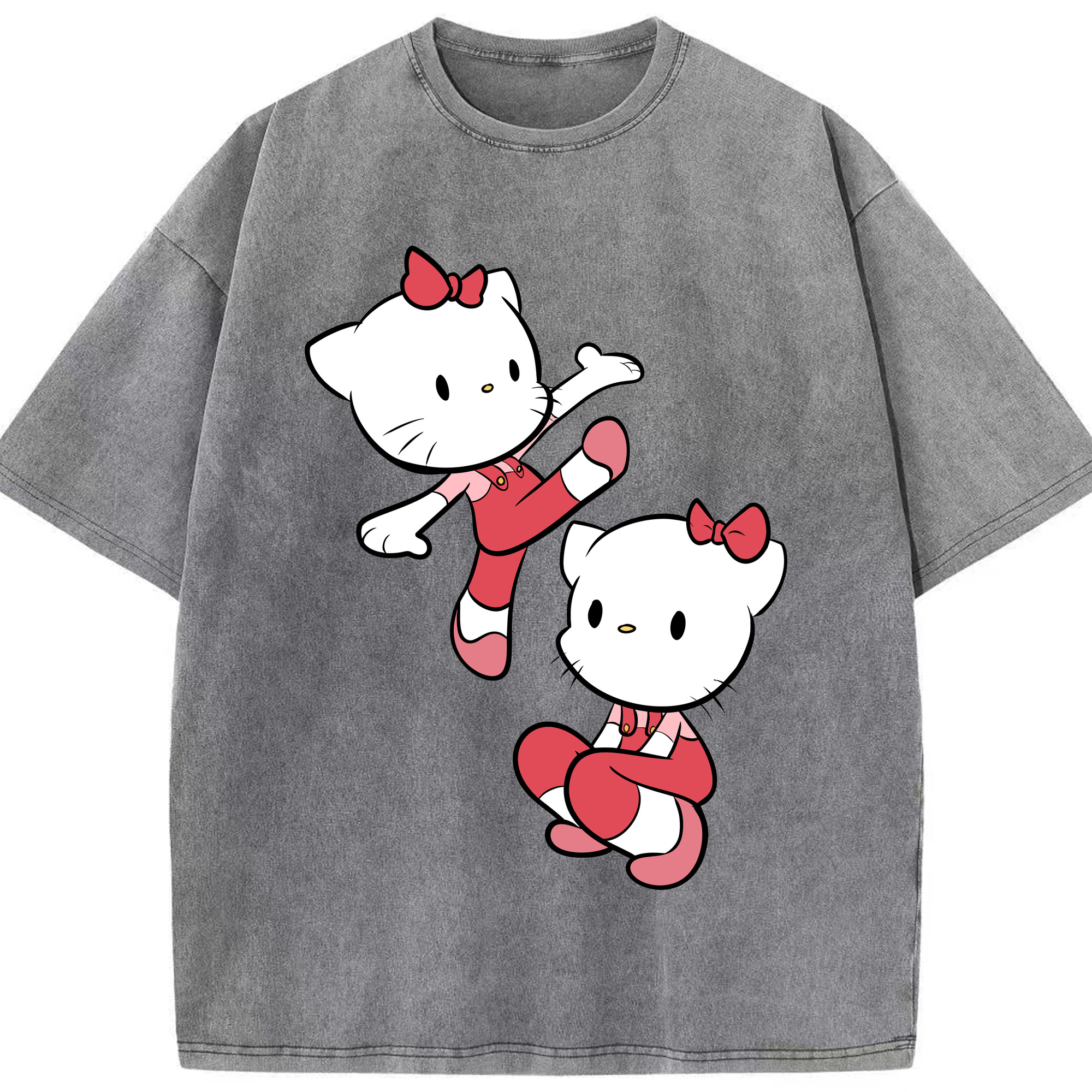 （画像用） Hello Kitty ハローキティ 綿100% ヴィンテージ風 半袖Tシャツ（フロントプリント）