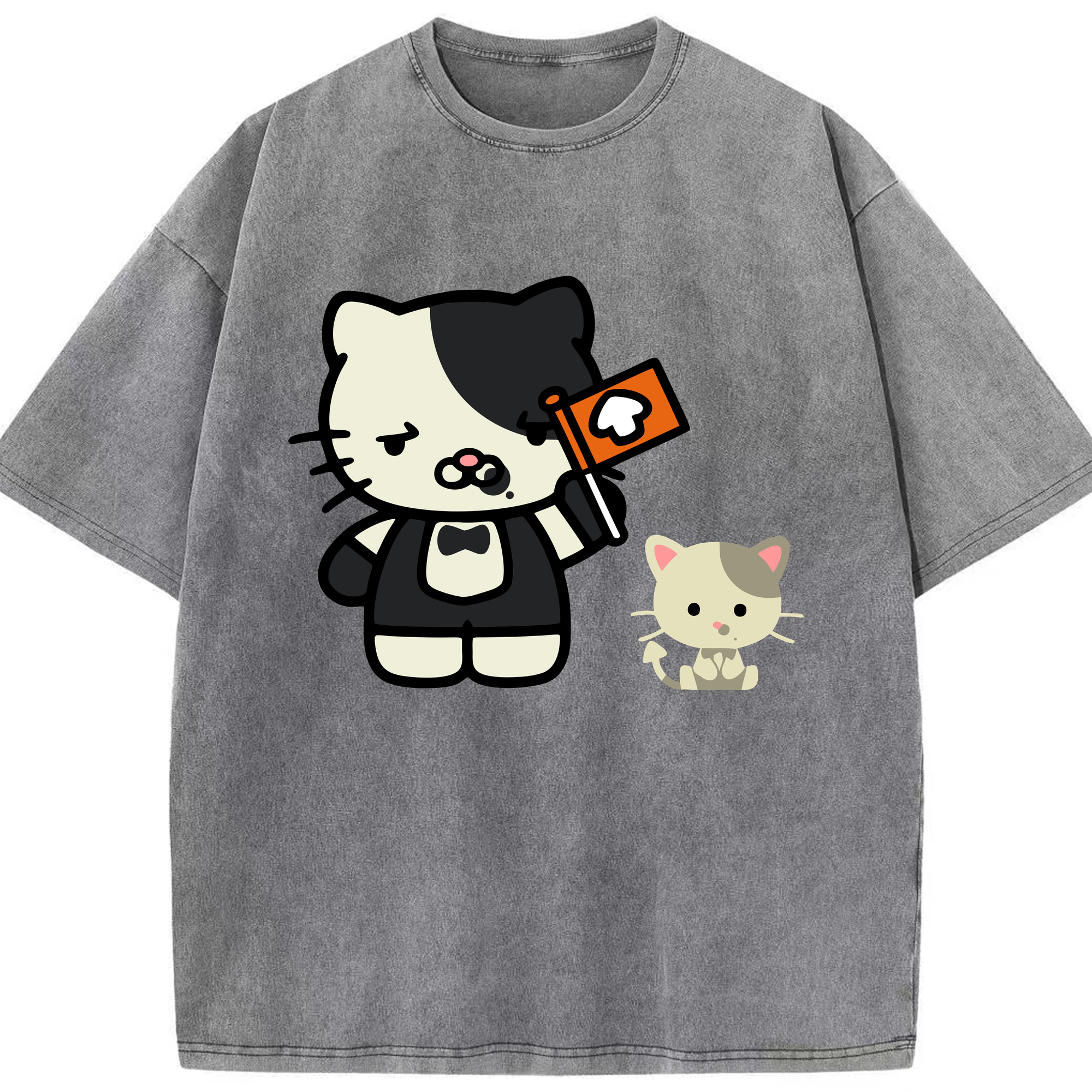 （画像用） Hello Kitty ハローキティ 綿100% ヴィンテージ風 半袖Tシャツ（フロントプリント）