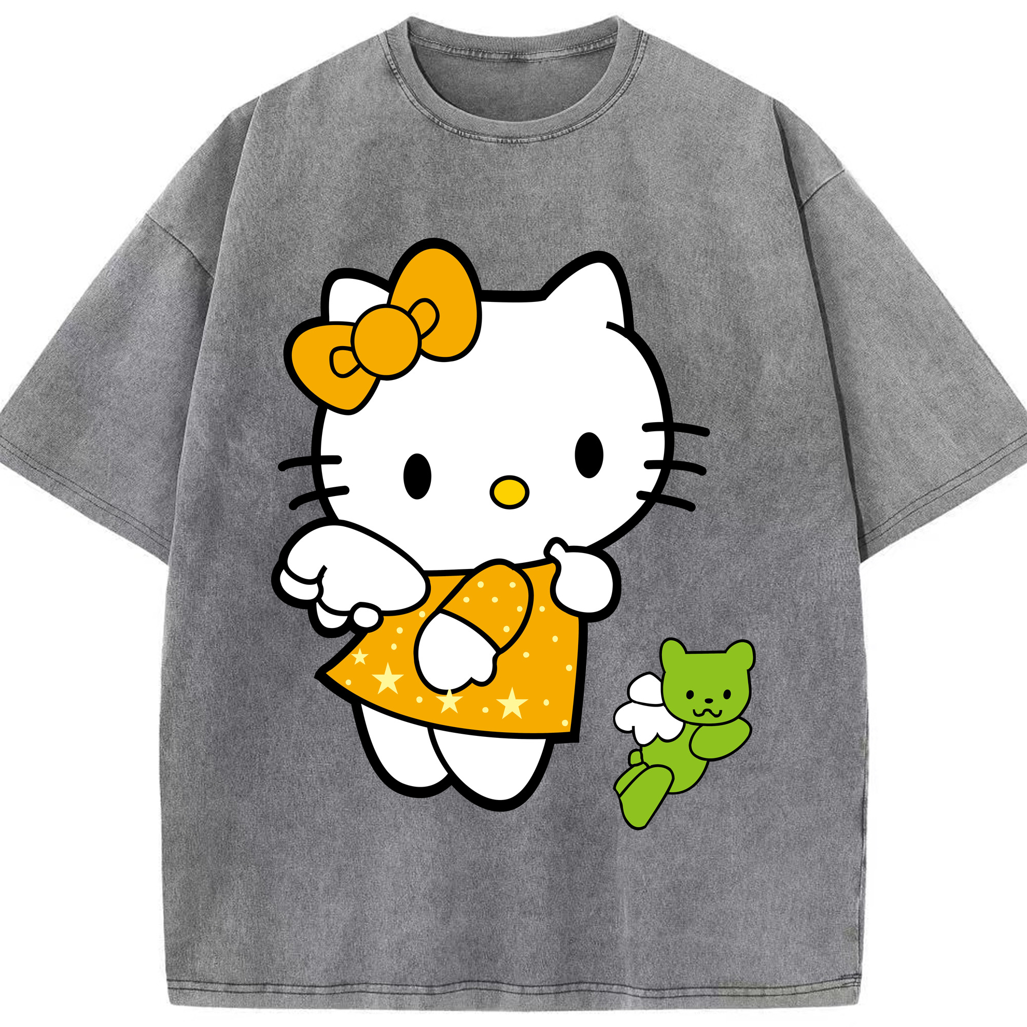 （画像用） Hello Kitty ハローキティ 綿100% ヴィンテージ風 半袖Tシャツ（フロントプリント）