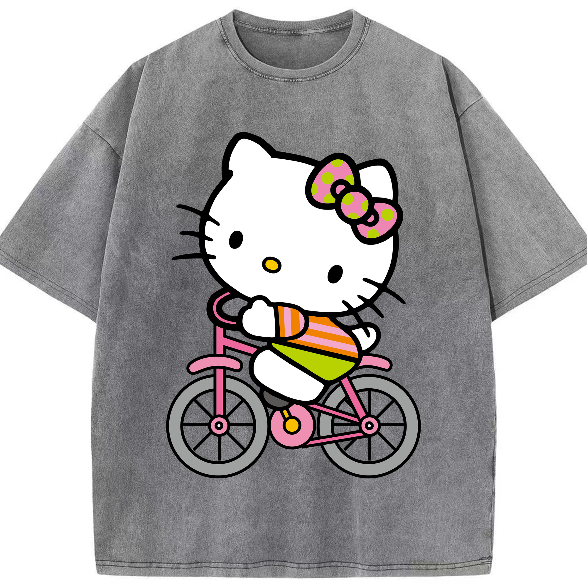 （画像用） Hello Kitty ハローキティ 綿100% ヴィンテージ風 半袖Tシャツ（フロントプリント）